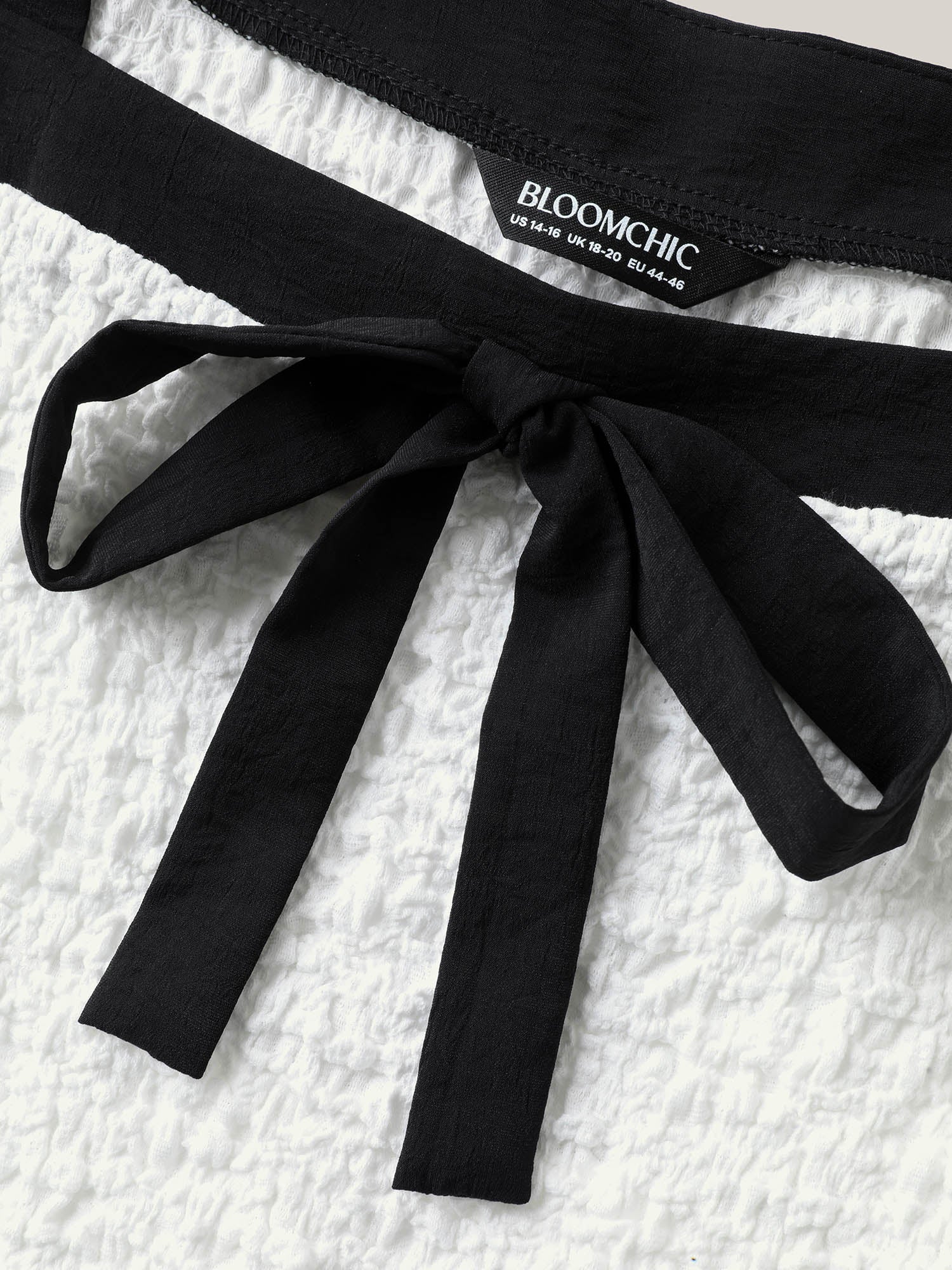 Textured Bow-Tie Color Contrast Top - Image 6
