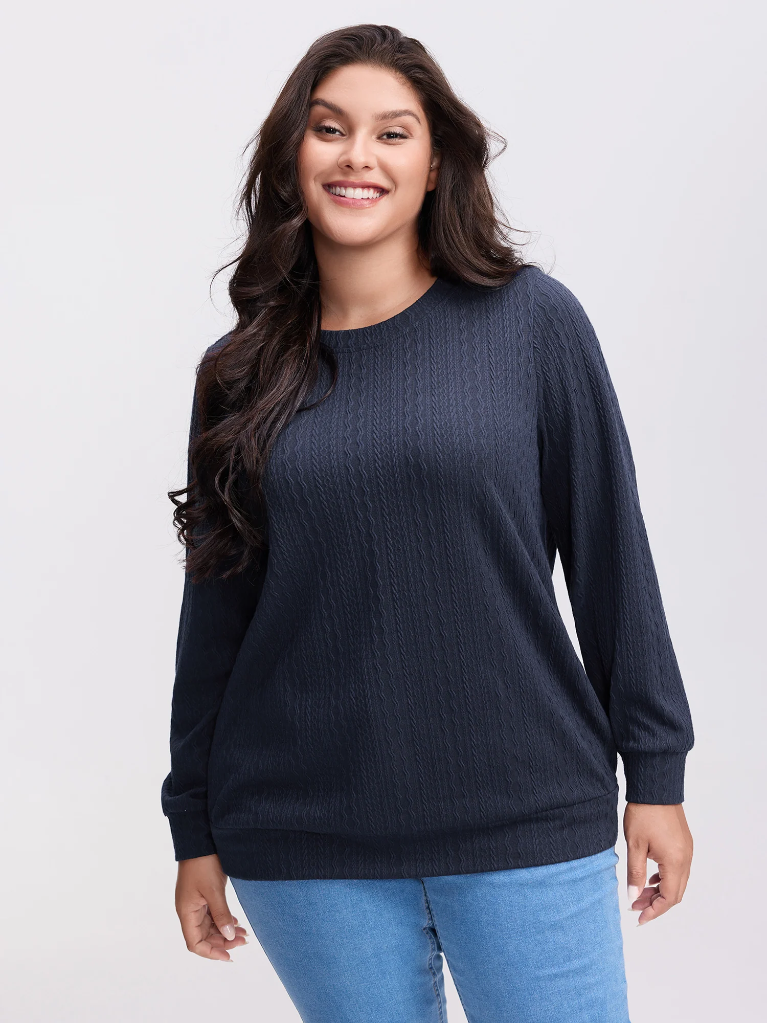 Textured Bowknot Color Contrast Sweatshirt - Image 2
