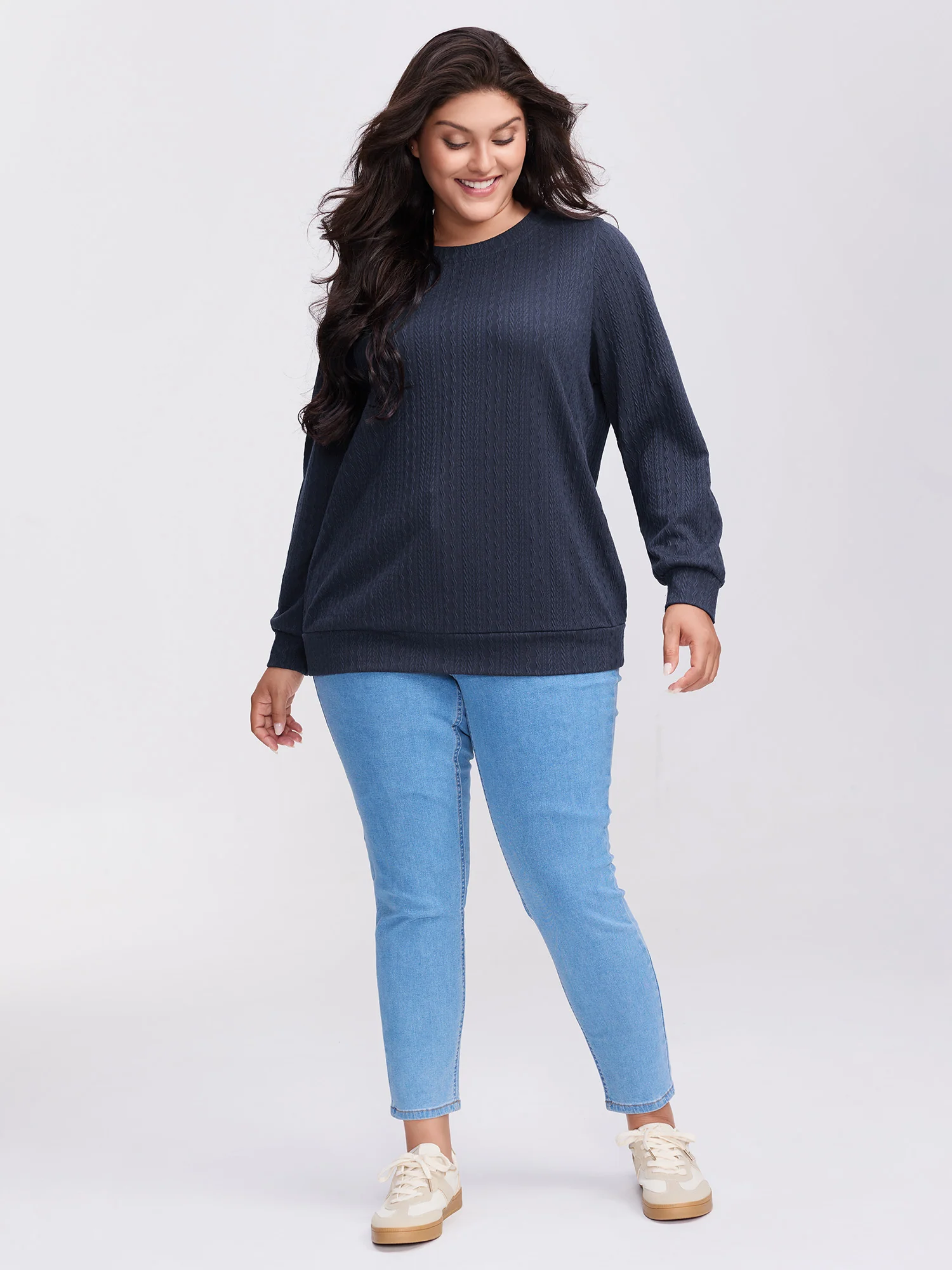 Textured Bowknot Color Contrast Sweatshirt - Image 3