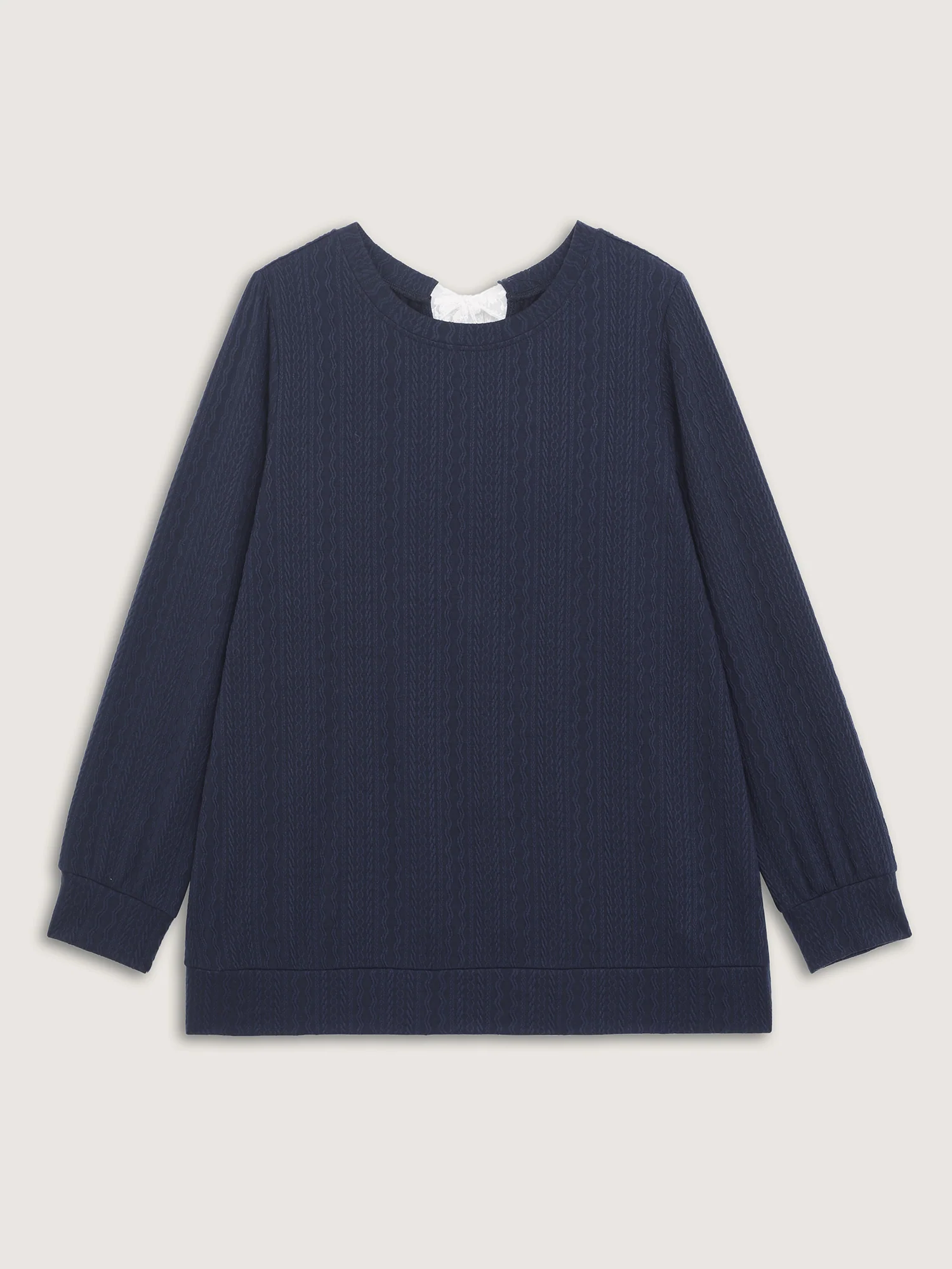 Textured Bowknot Color Contrast Sweatshirt - Image 7