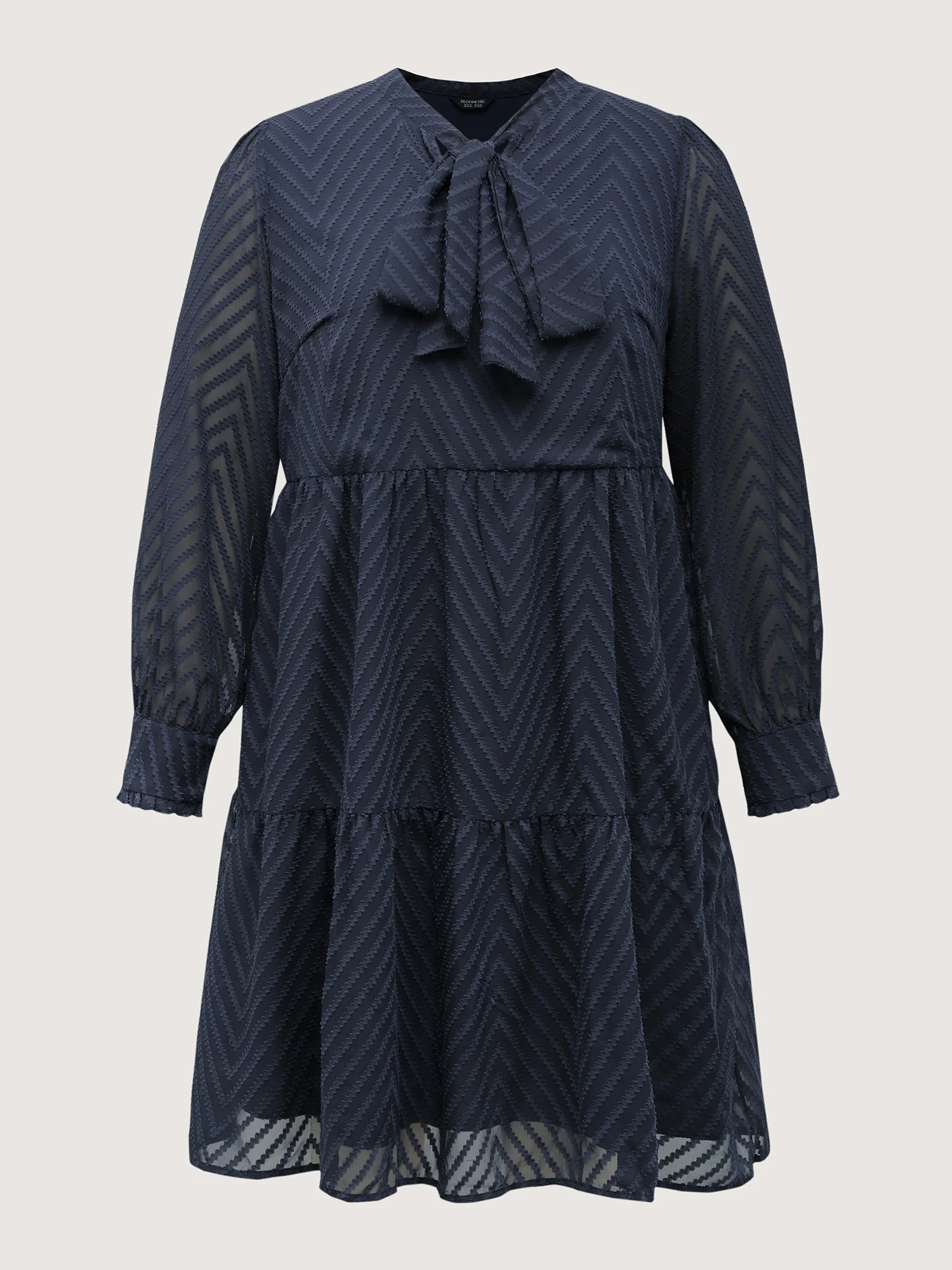 Textured Bowknot Flowy-Fit Midi Dress - Image 7