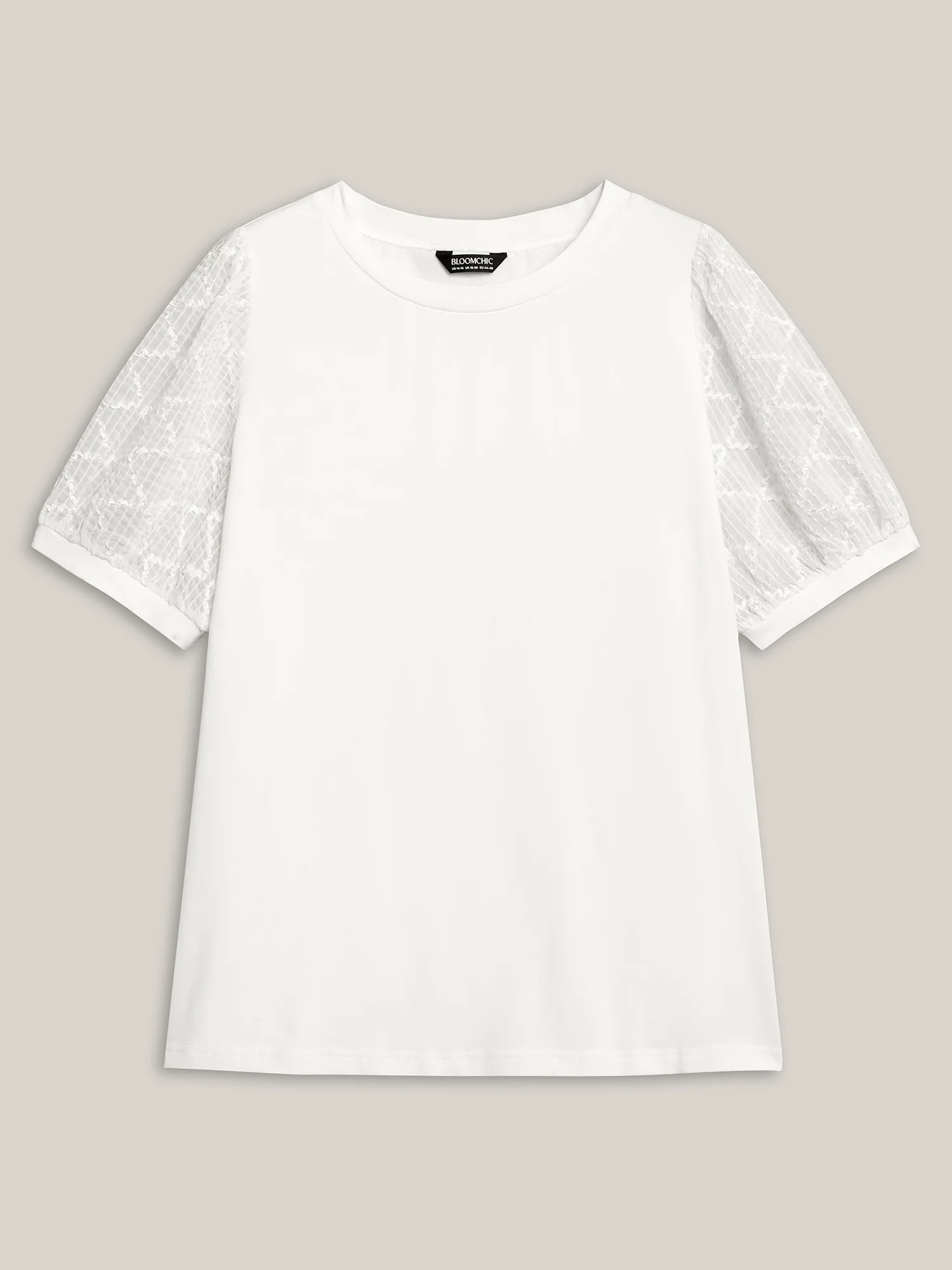 Textured Bubble Lantern Sleeve T-Shirt - Image 7