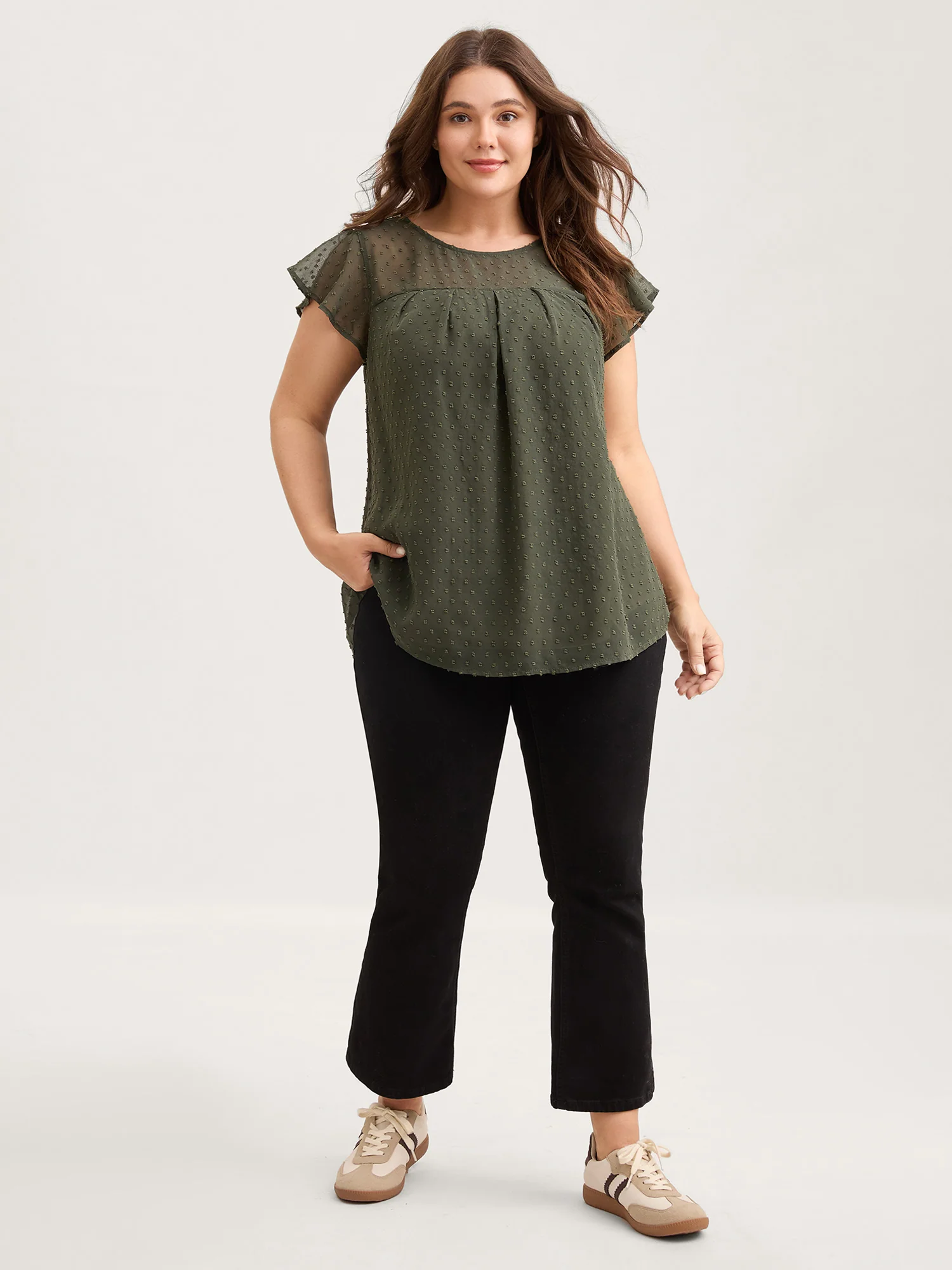 Textured Bust-Ease Ruffled Sleeve Blouse - Image 3