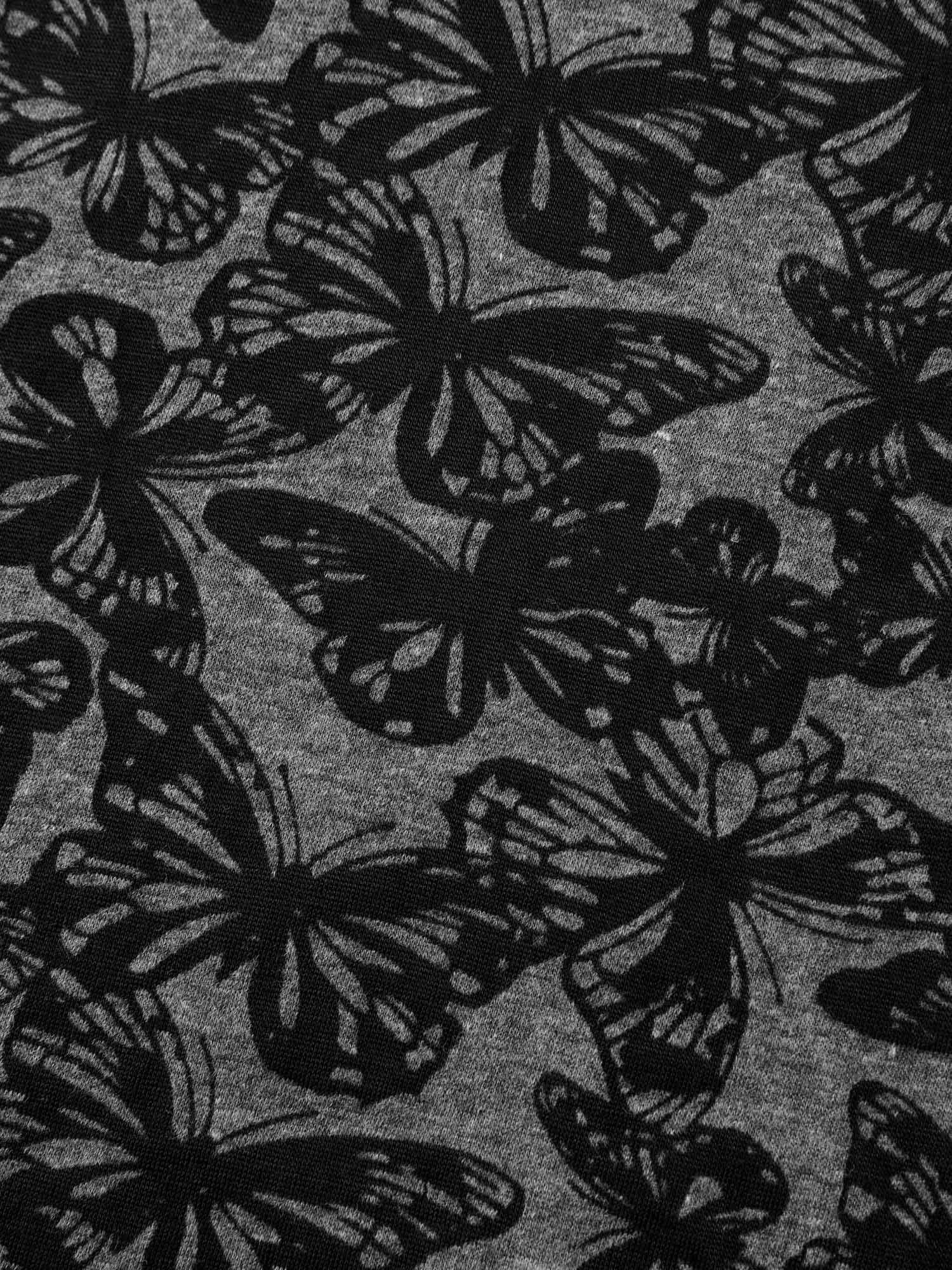 Textured Butterfly Pattern V-Neck T-Shirt - Image 6