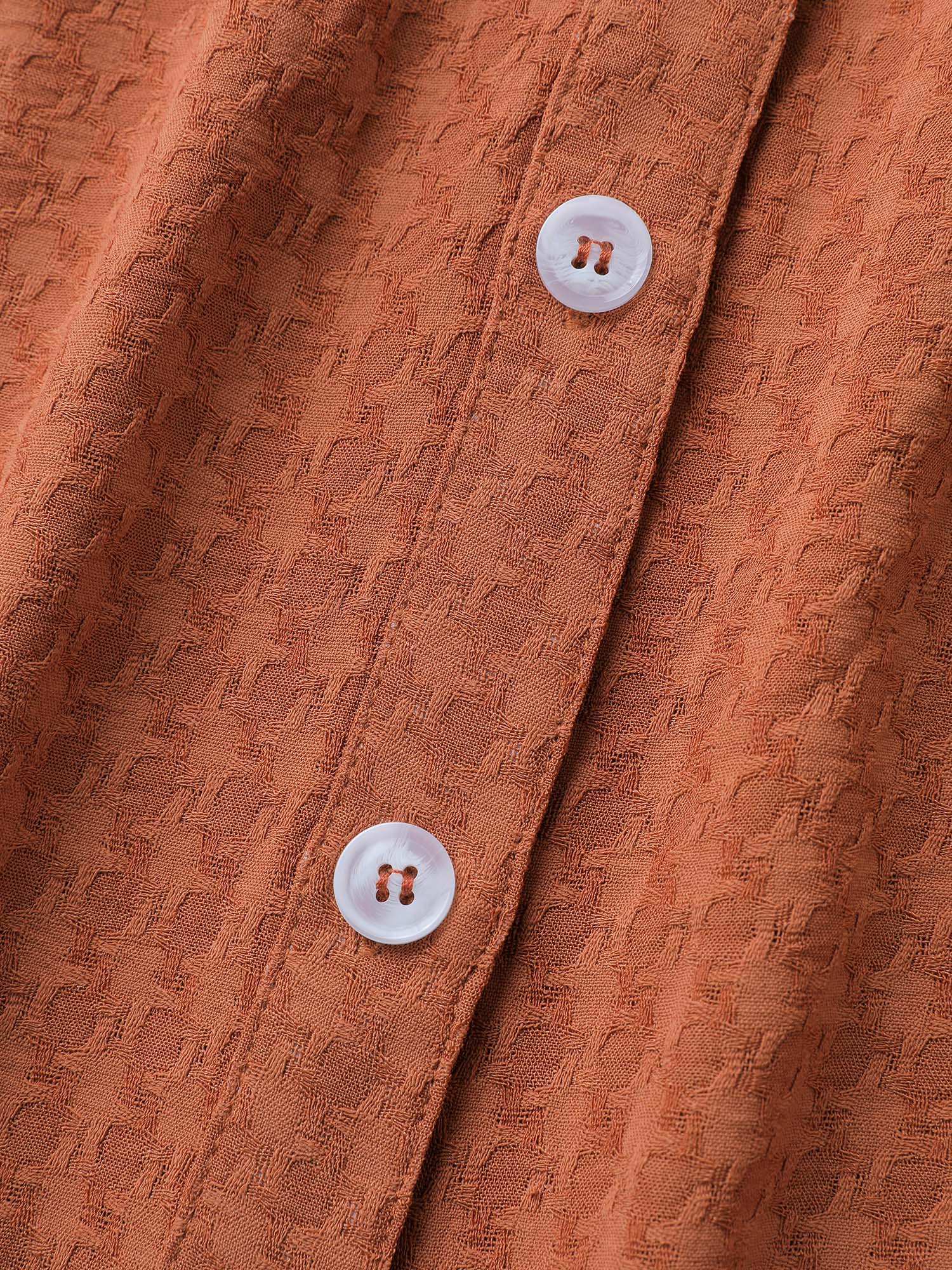 Textured Button Detail Pleated Button-Down Shirt - Image 7
