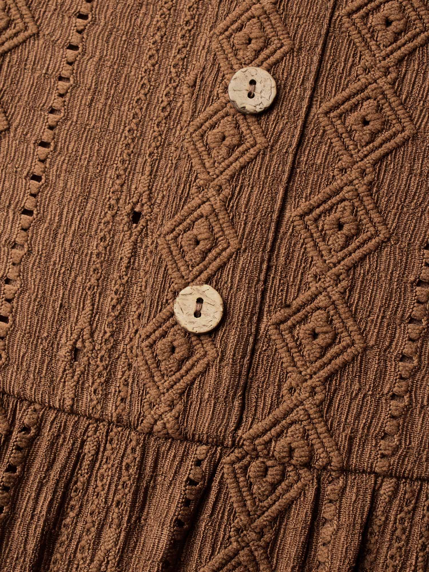 Textured Button Detail Square Neck Knit Dress - Image 6