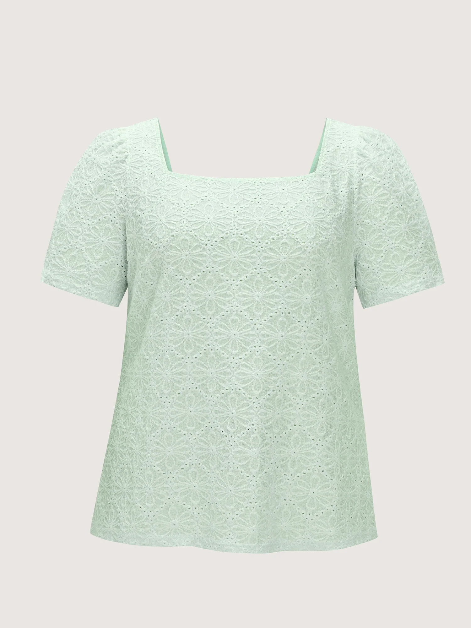Textured Button Detail Square Neckline Knit Top - Image 7