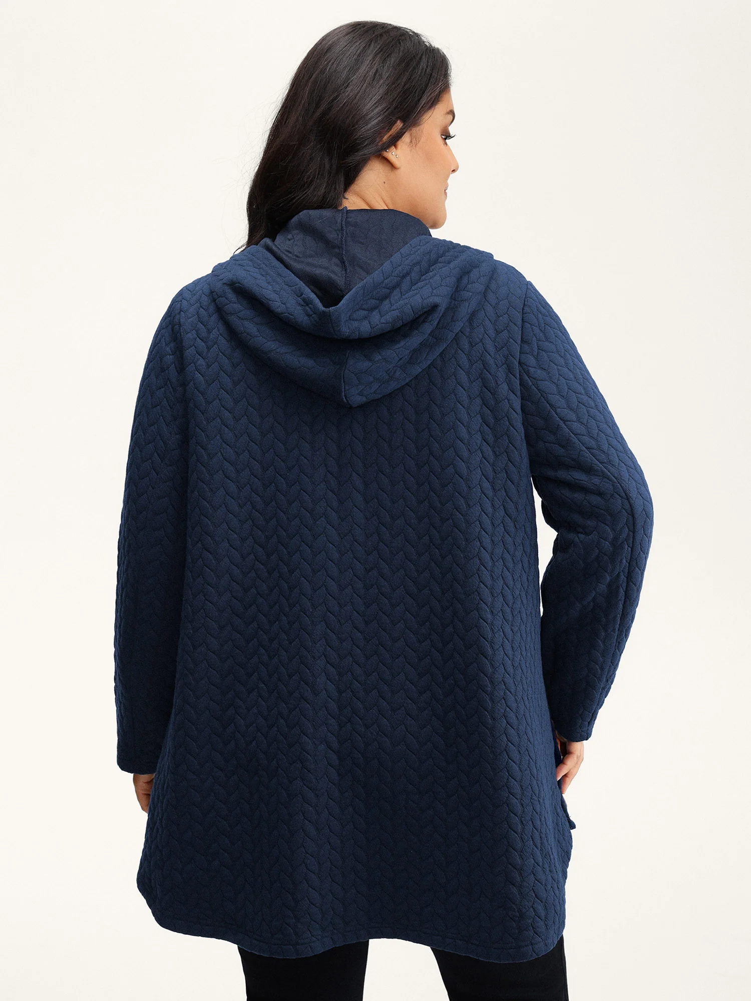Textured Button-Down Long Jacket - Image 4