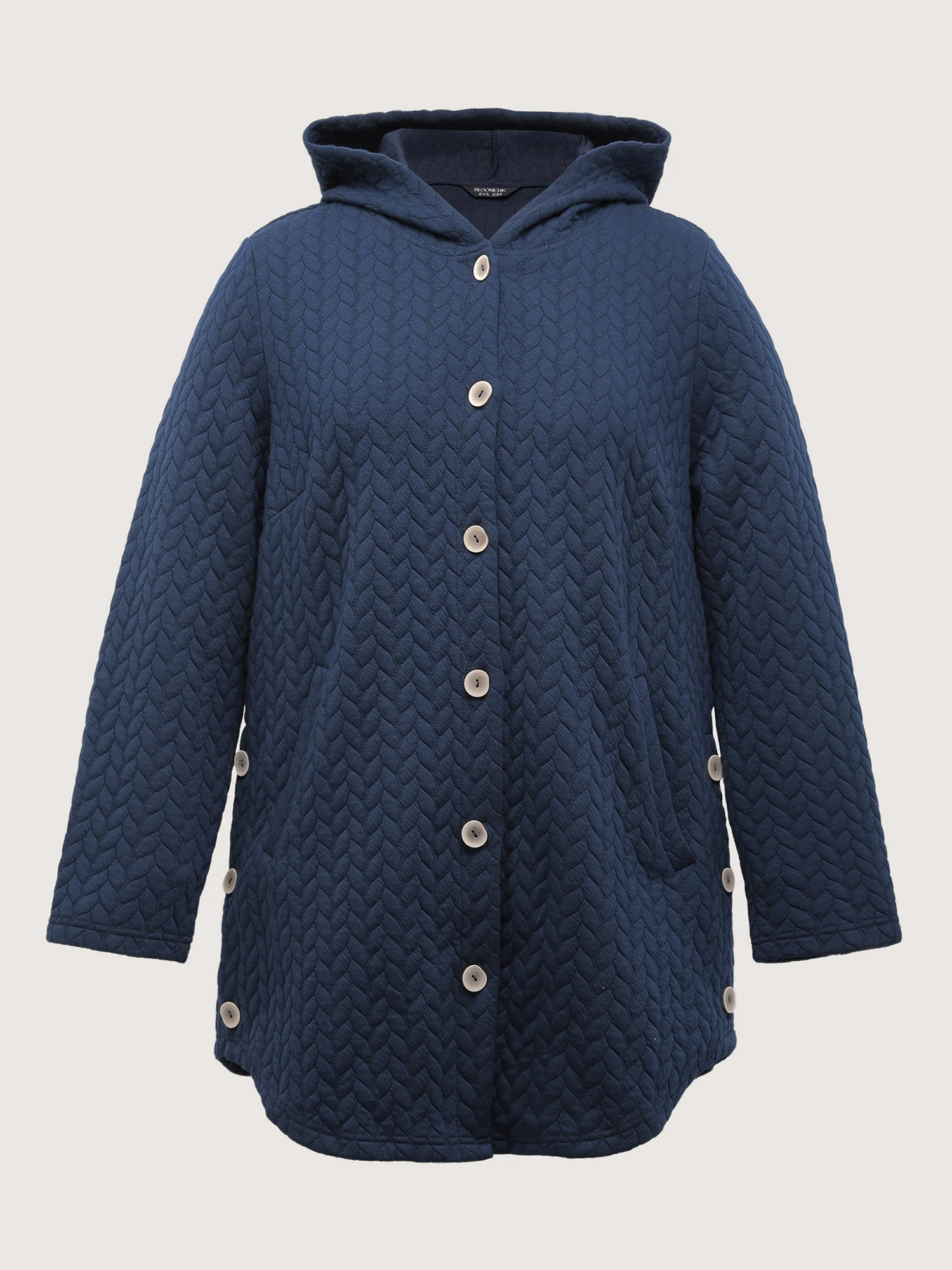 Textured Button-Down Long Jacket - Image 8