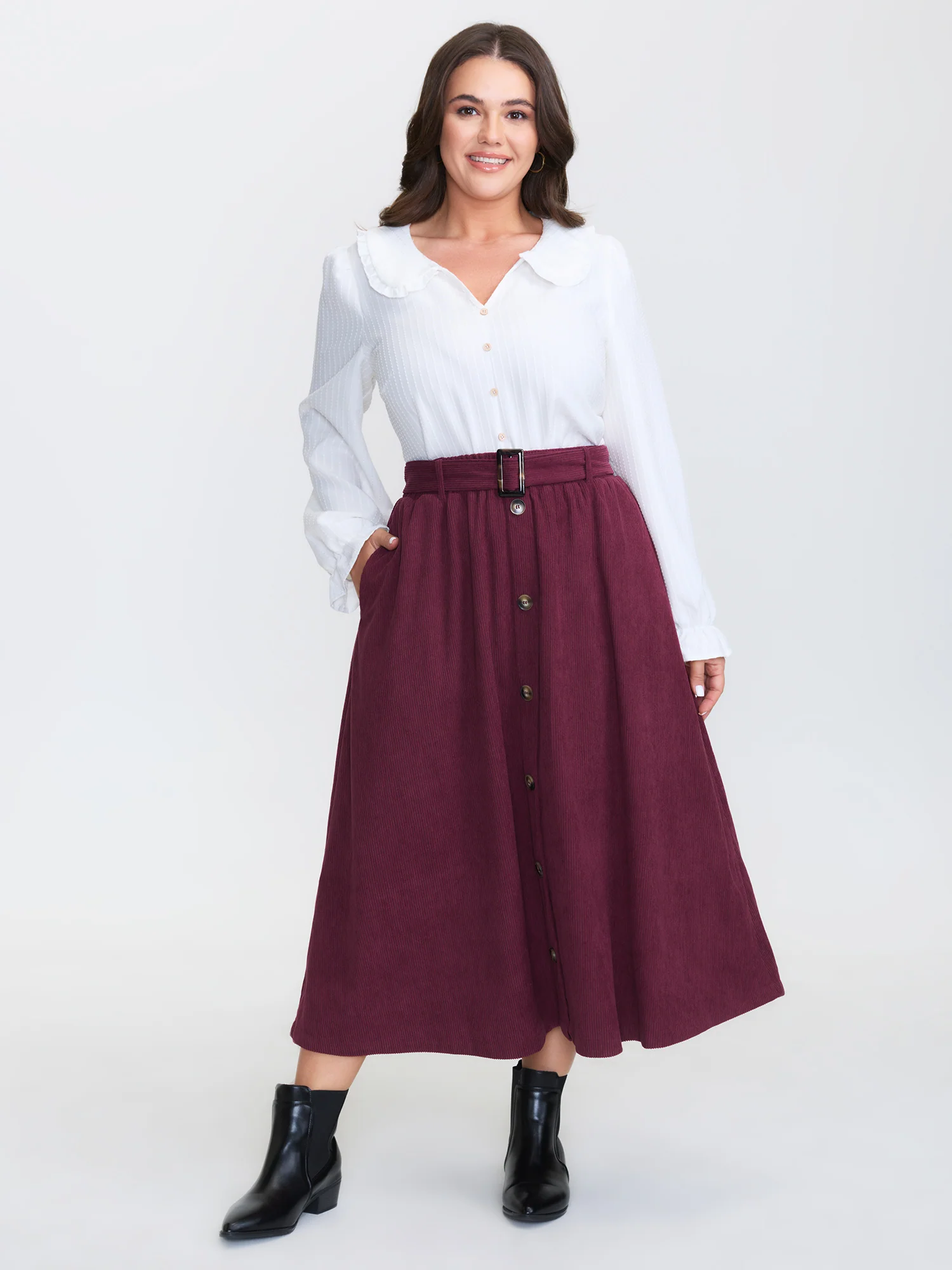 Textured Button-Down Maxi Skirt - Image 2