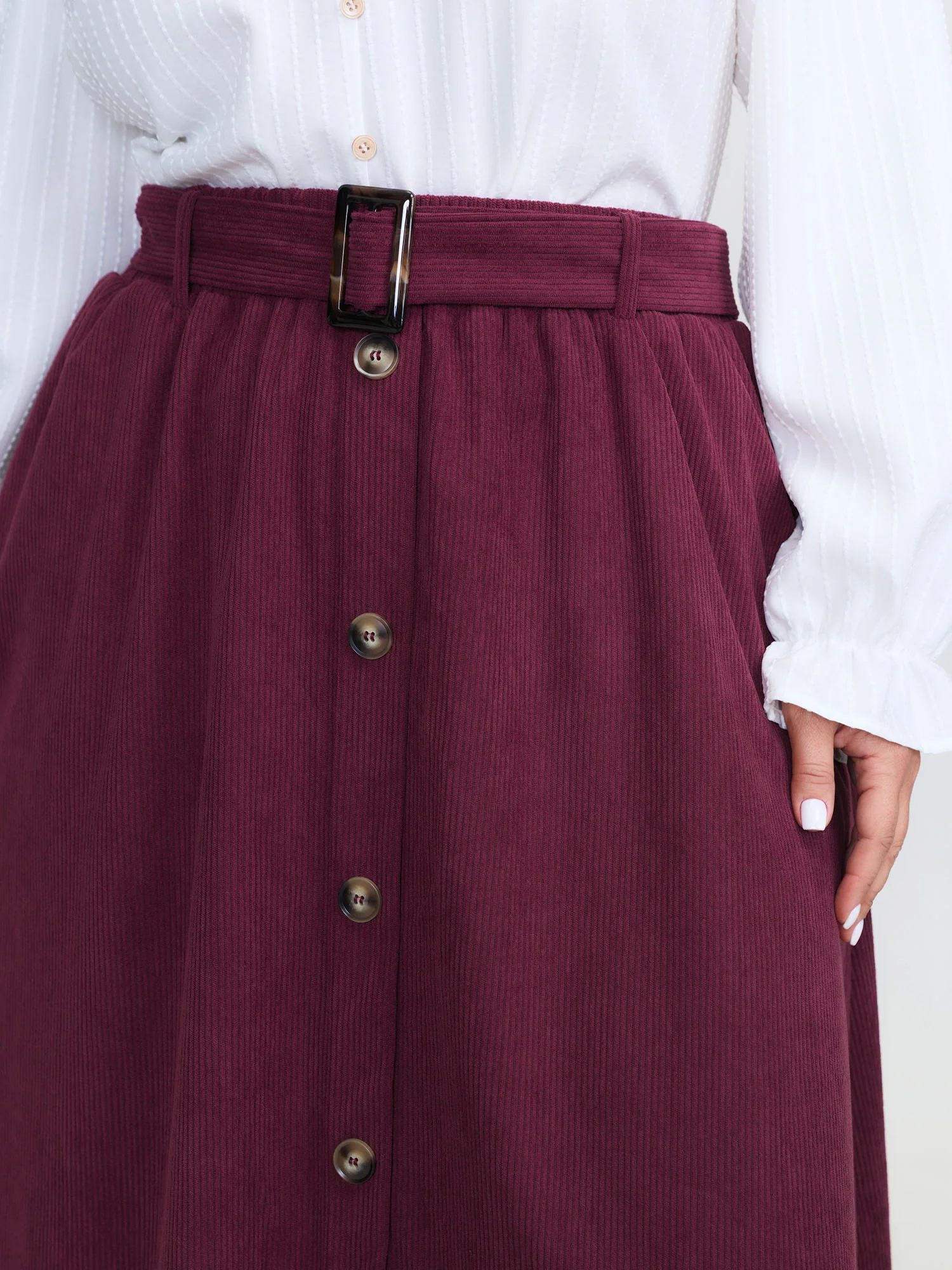 Textured Button-Down Maxi Skirt - Image 3