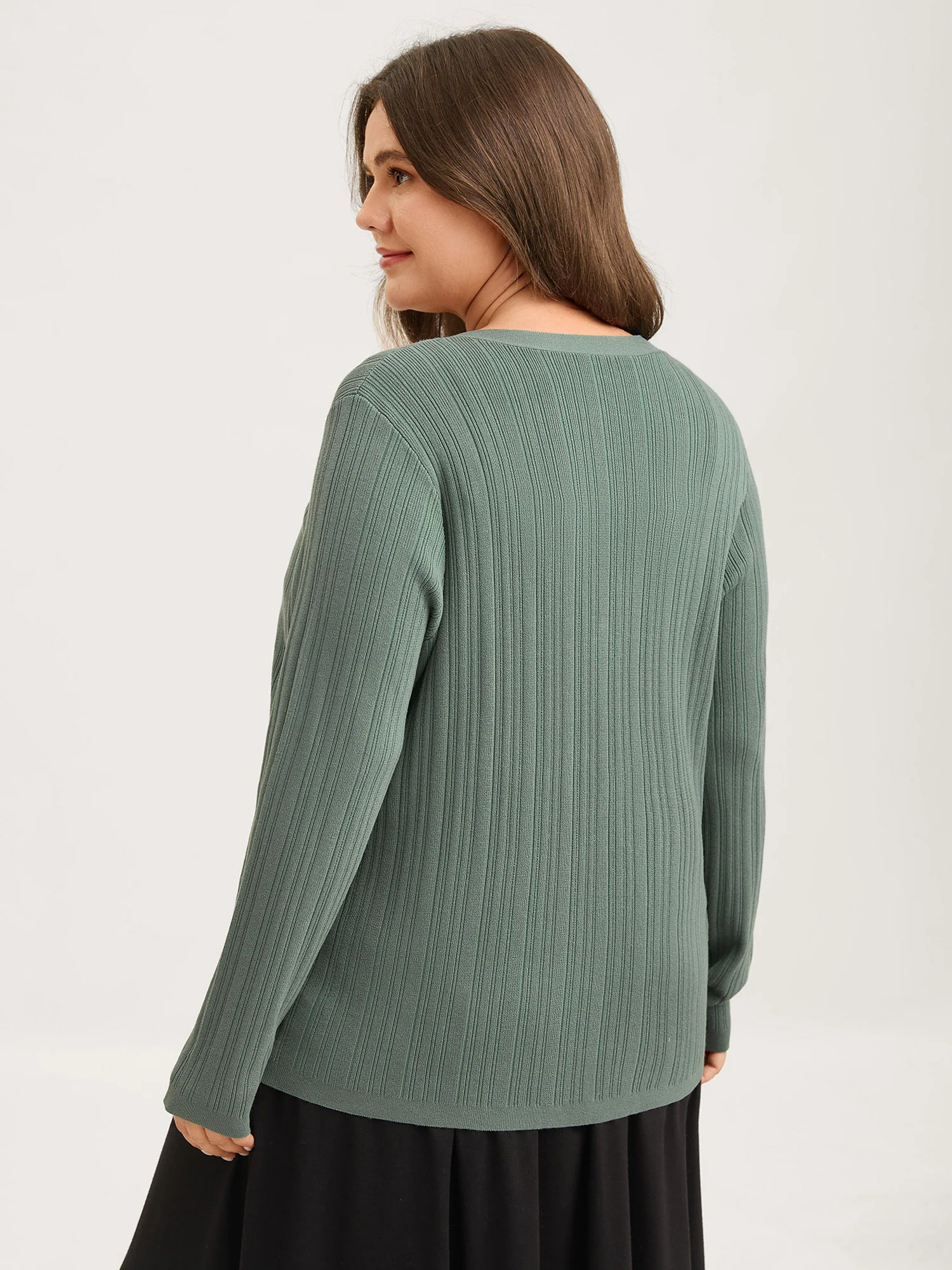 Textured Button Front Long-Sleeve Knit Cardigan - Image 4