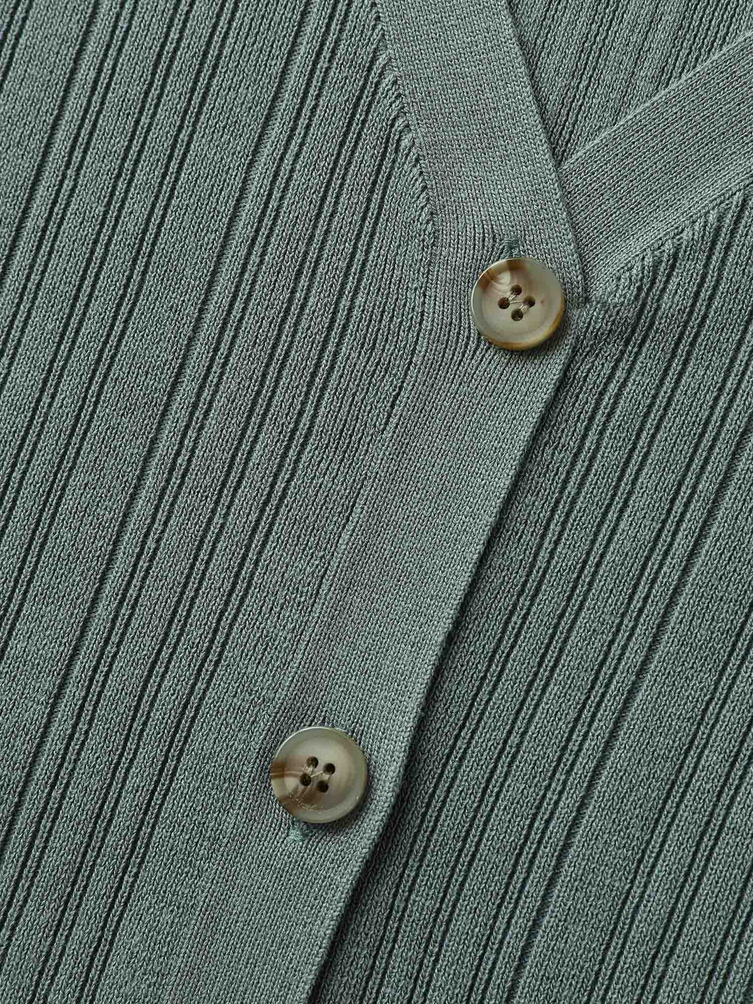 Textured Button Front Long-Sleeve Knit Cardigan - Image 5