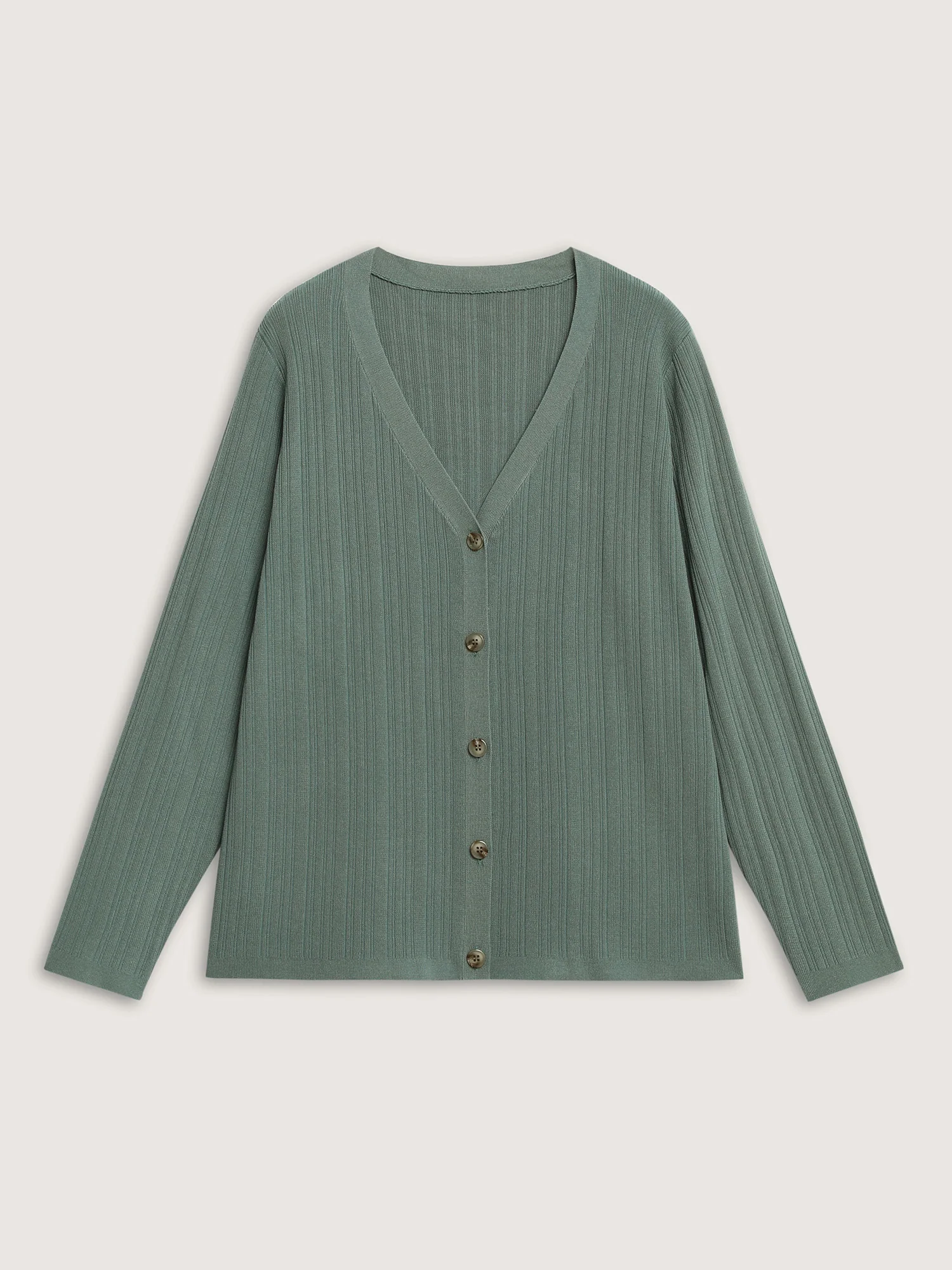Textured Button Front Long-Sleeve Knit Cardigan - Image 7