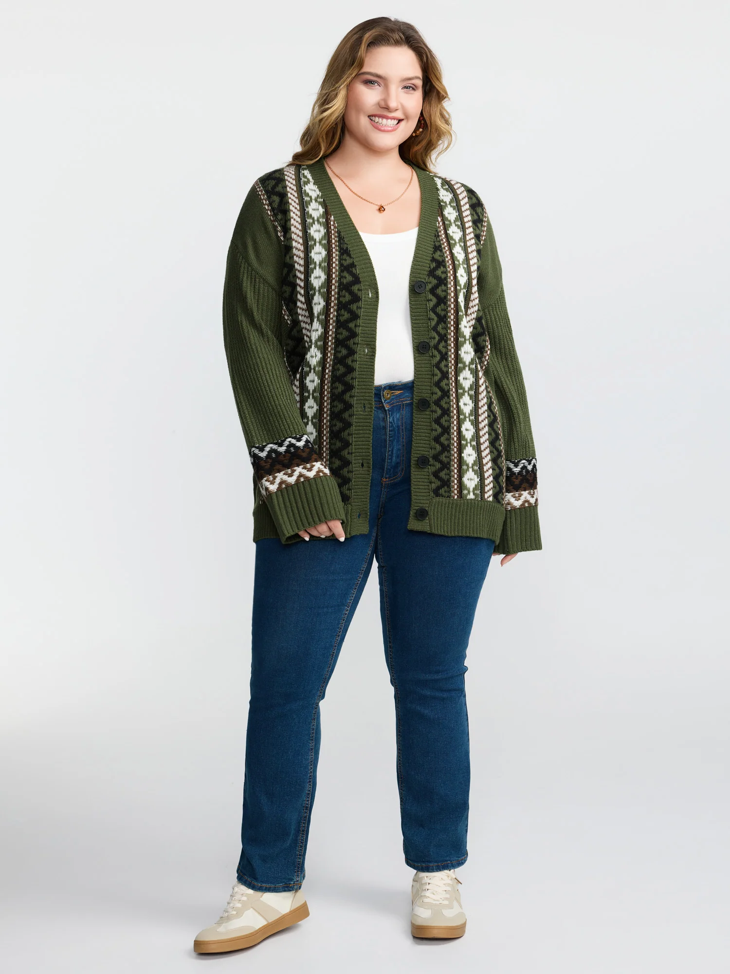 Textured Button-Front Straight Sleeve Knit Cardigan - Image 3