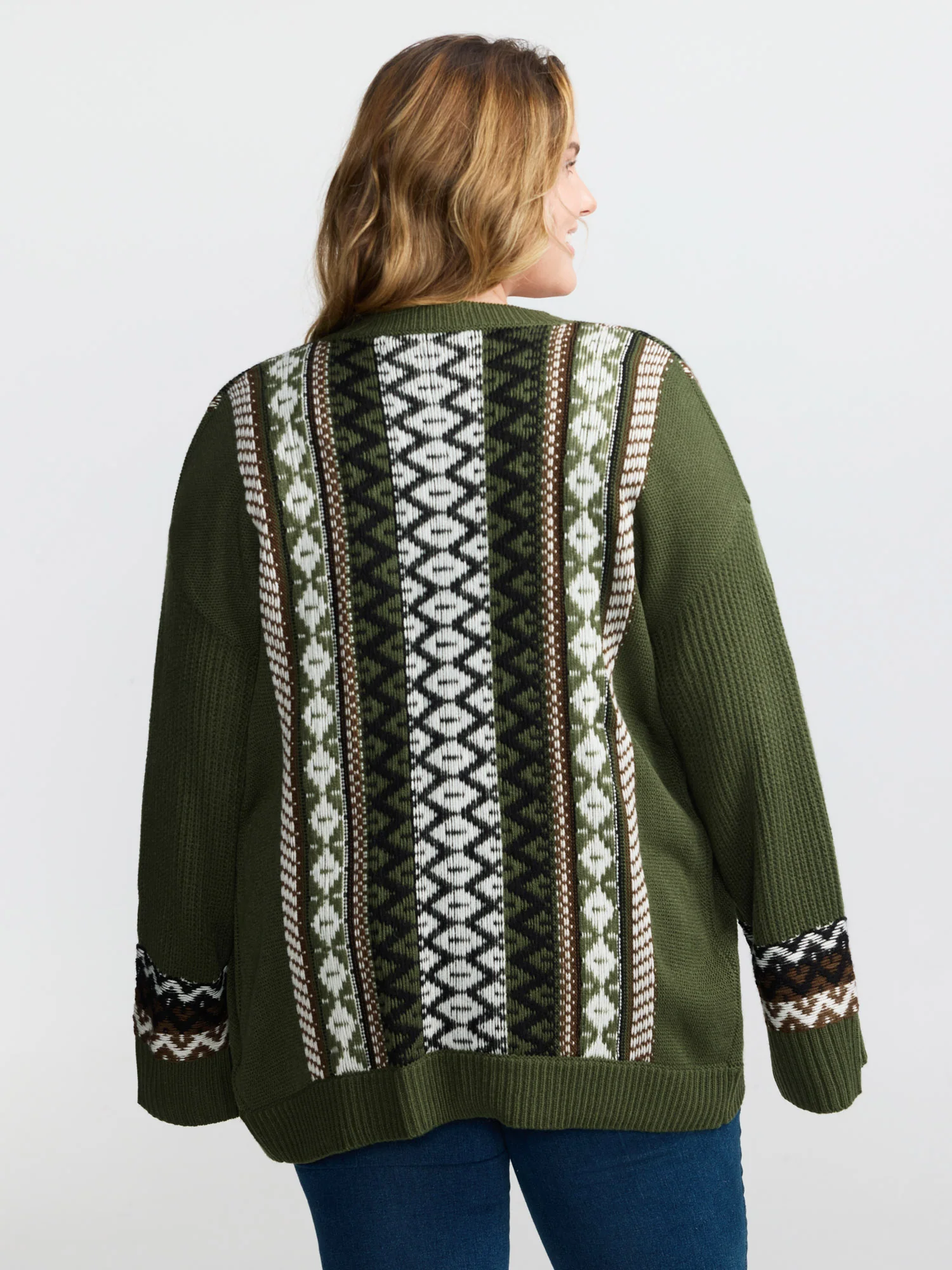 Textured Button-Front Straight Sleeve Knit Cardigan - Image 5