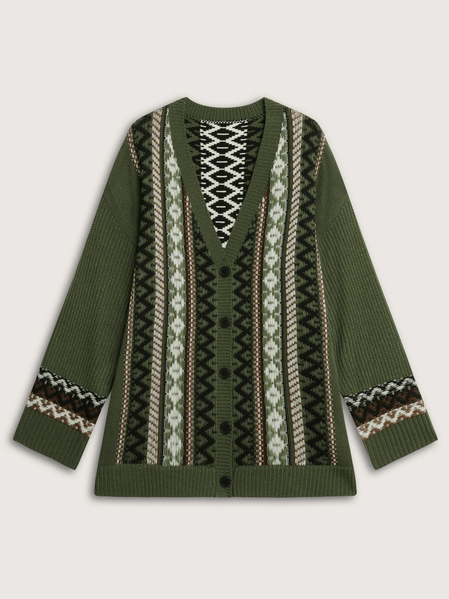 Textured Button-Front Straight Sleeve Knit Cardigan - Image 9