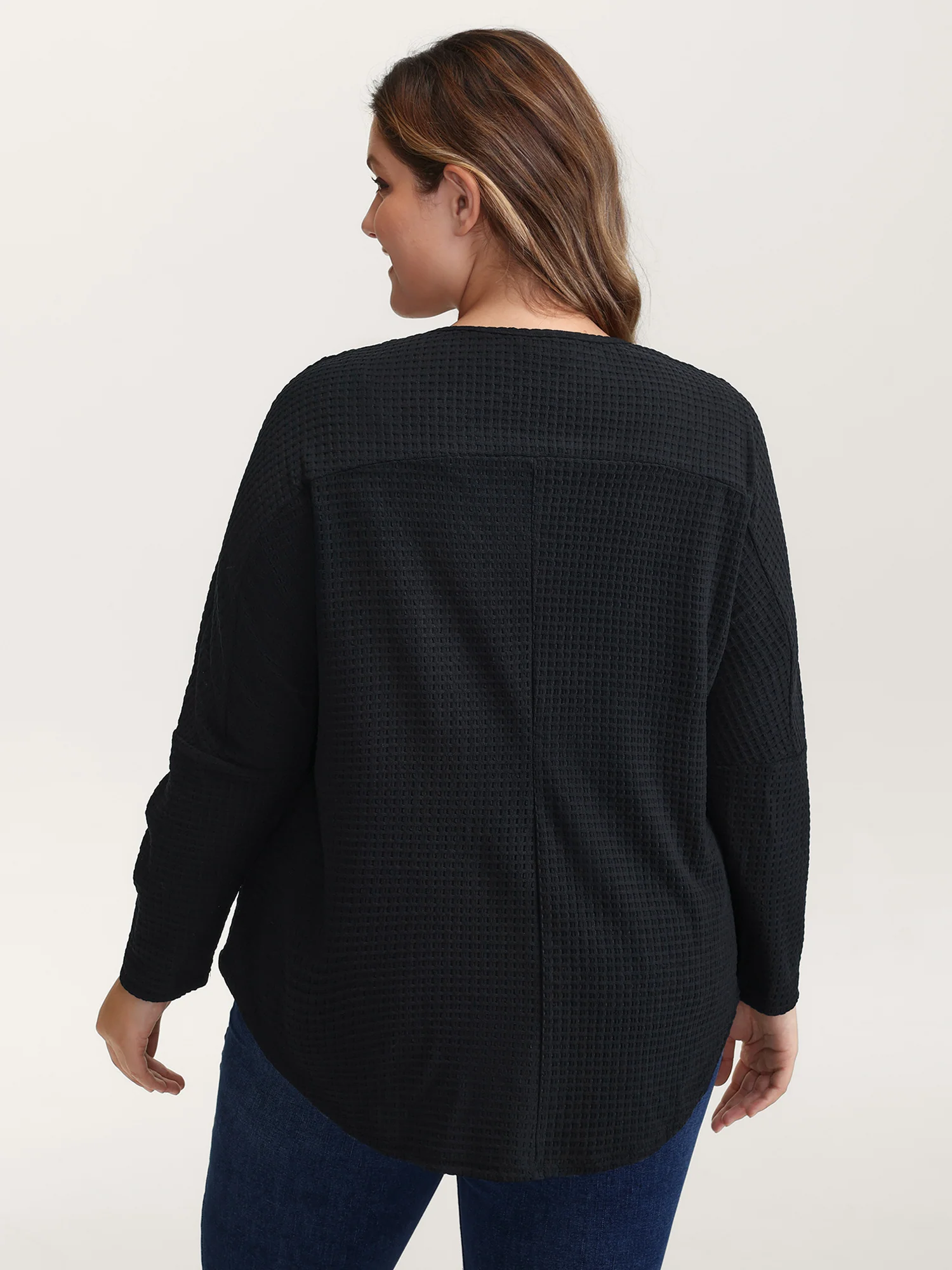 Textured Button Placket Knit Top - Image 4