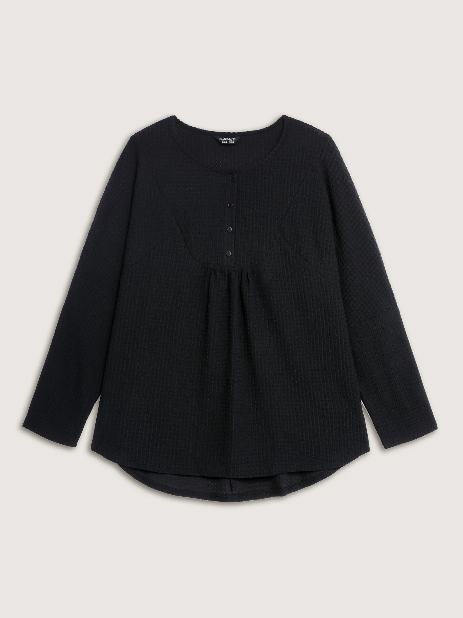Textured Button Placket Knit Top - Image 7