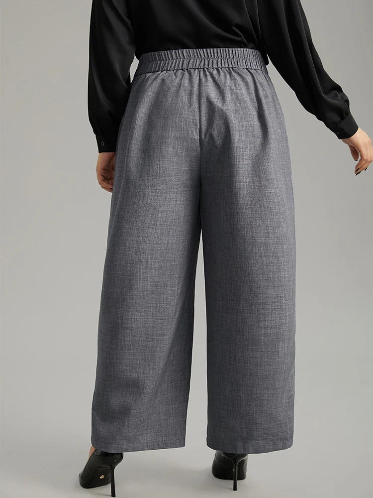 Textured Button Up Flap Detail Wide Leg Pants - Image 2