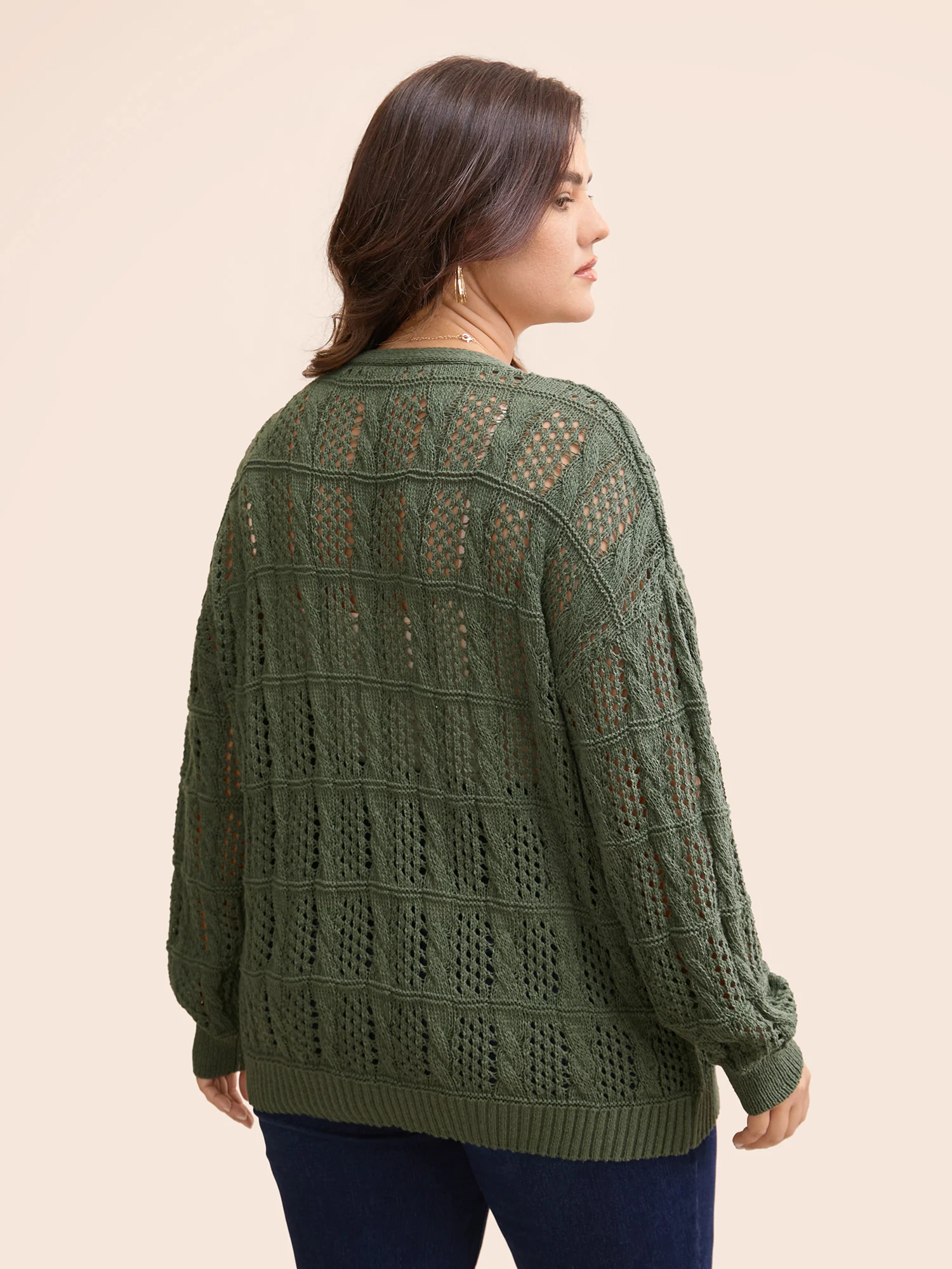 Textured Cable Knit Pocket Cardigan - Image 5