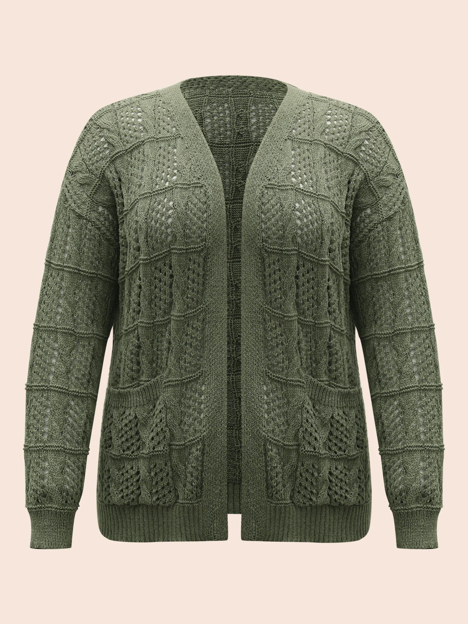Textured Cable Knit Pocket Cardigan - Image 8