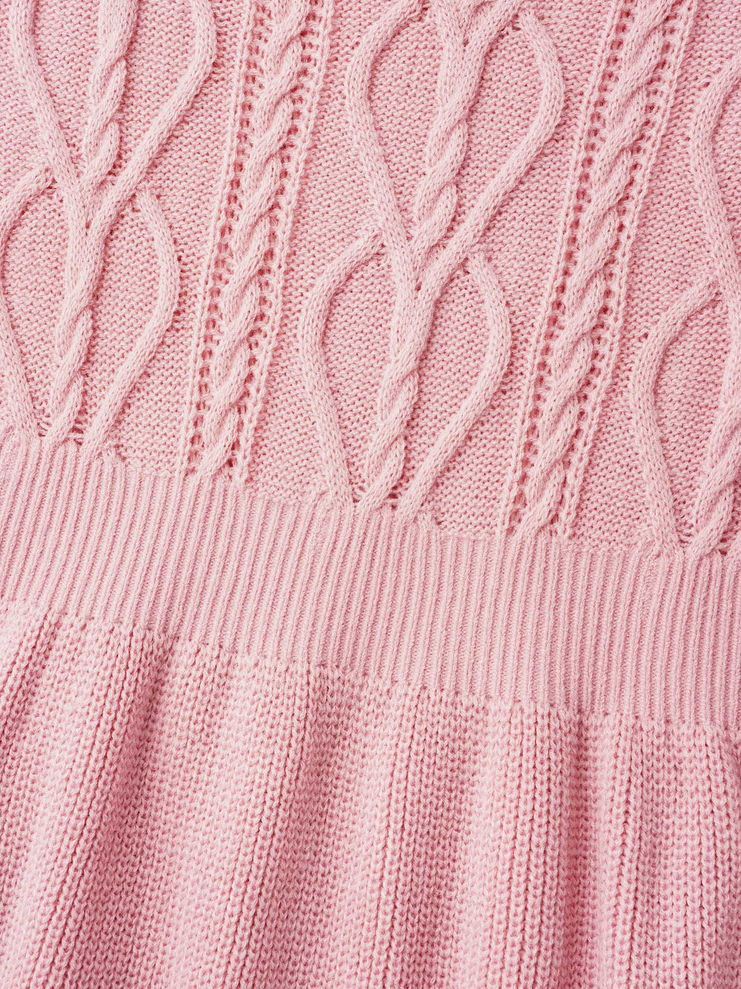 Textured Cable-Knit Waist Cinched Pullover - Image 5
