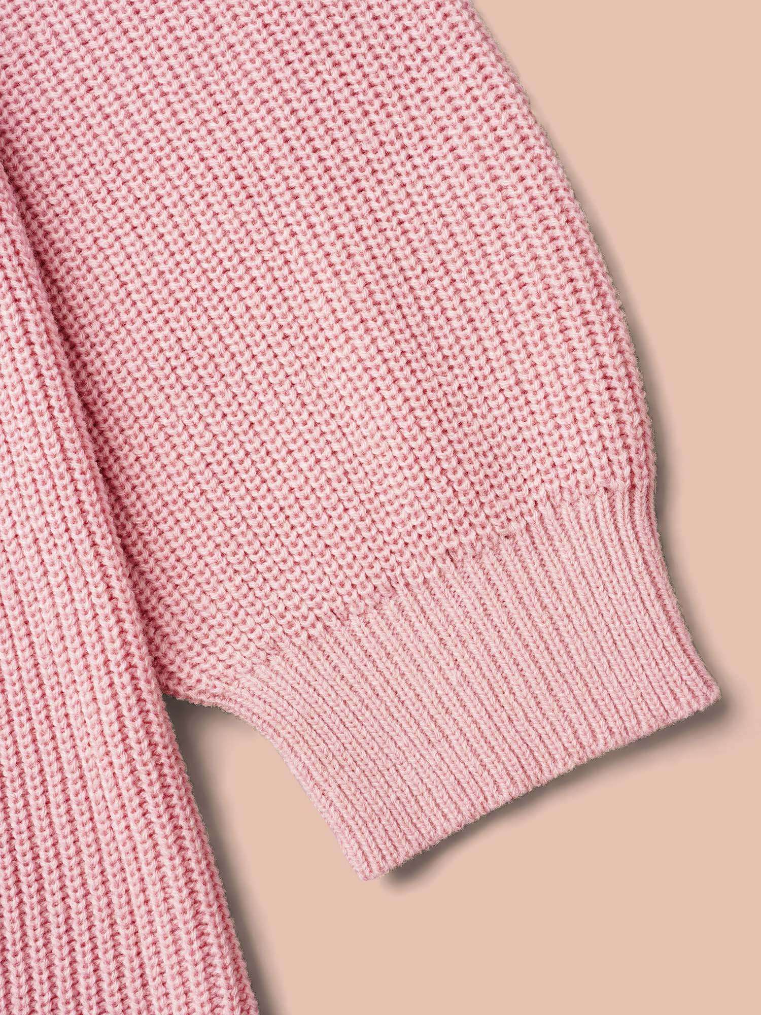 Textured Cable-Knit Waist Cinched Pullover - Image 6
