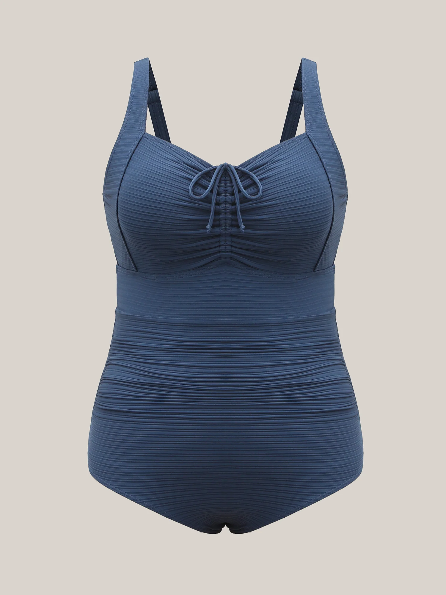 Textured Channel Drawstring One-Piece Swimsuit - Image 6
