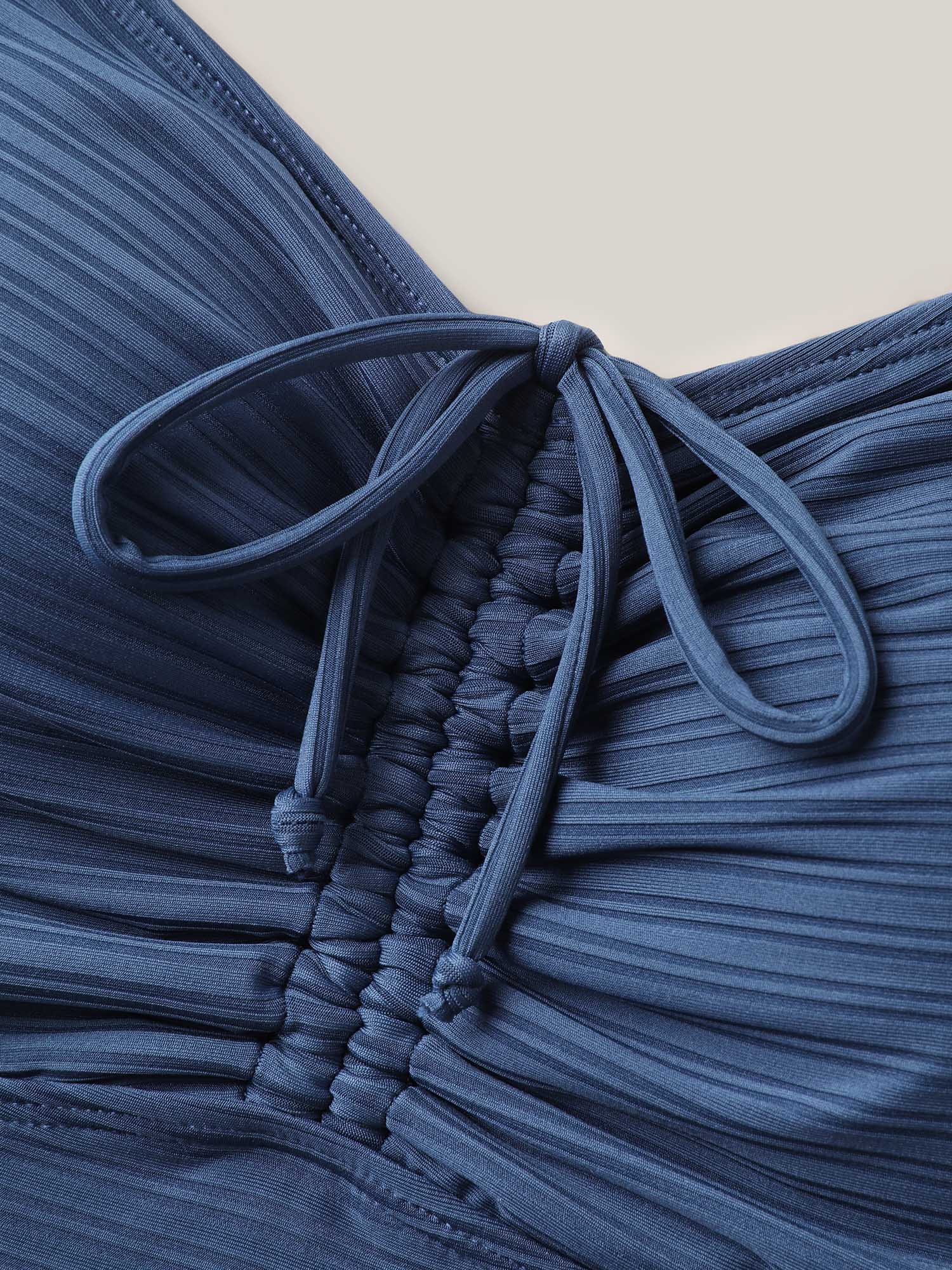 Textured Channel Drawstring One-Piece Swimsuit - Image 7