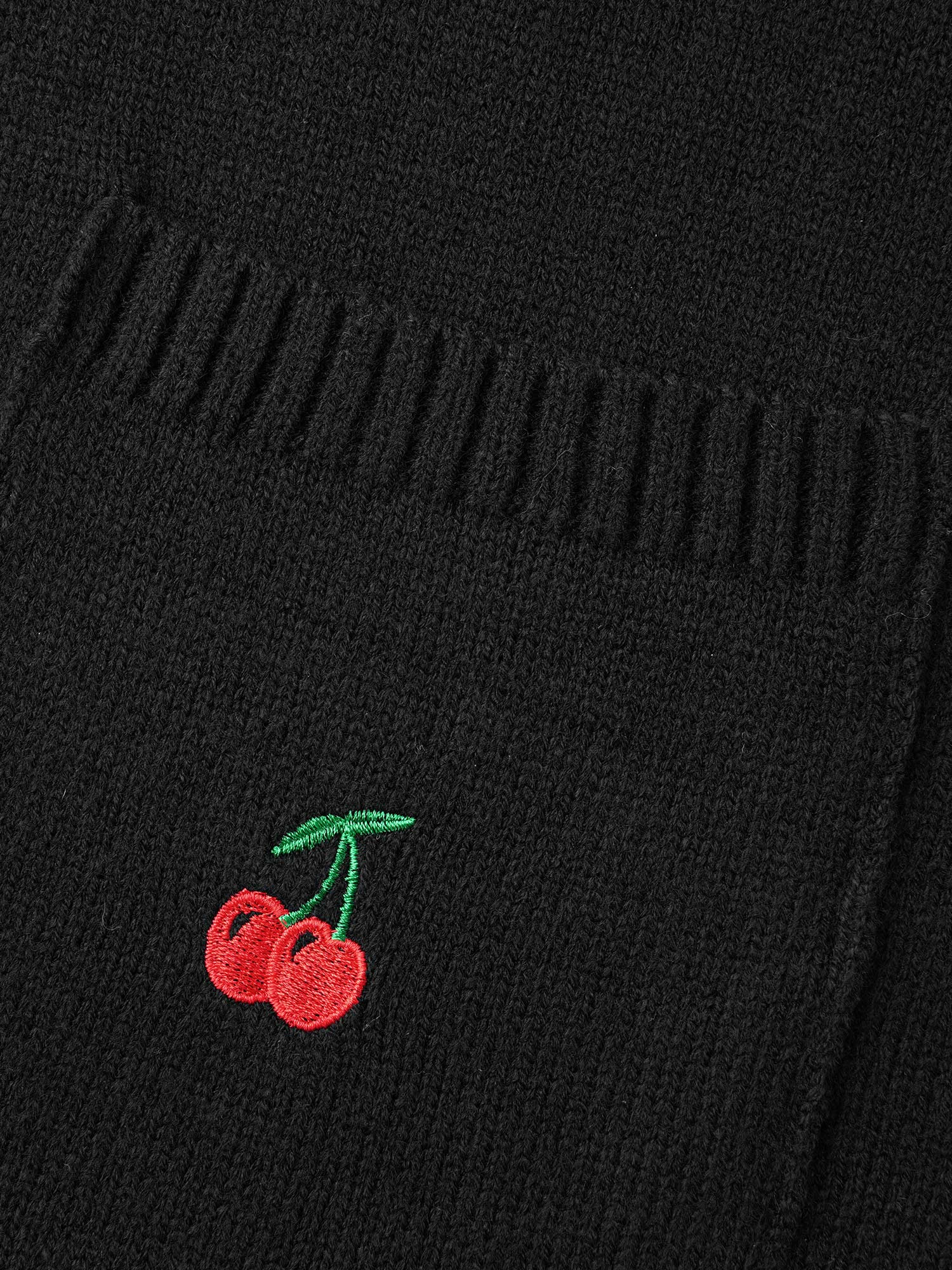 Textured Cherry Embroidery Pocket Pullover - Image 7