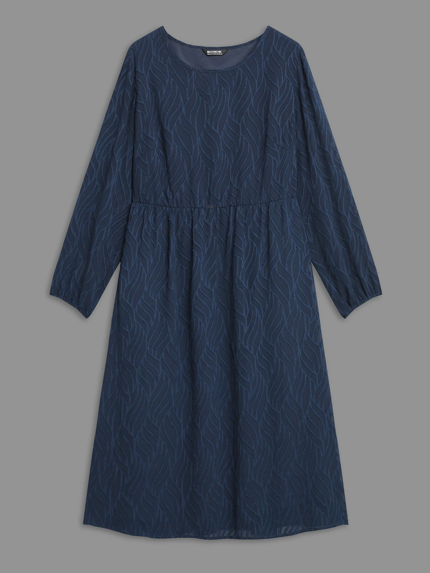 Textured Chiffon Lantern Sleeve Midi Dress - Image 8