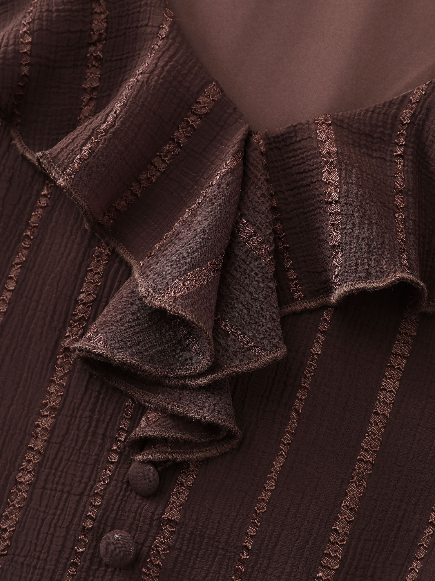 Textured Chiffon Ruffled Neckline Blouse - Image 5