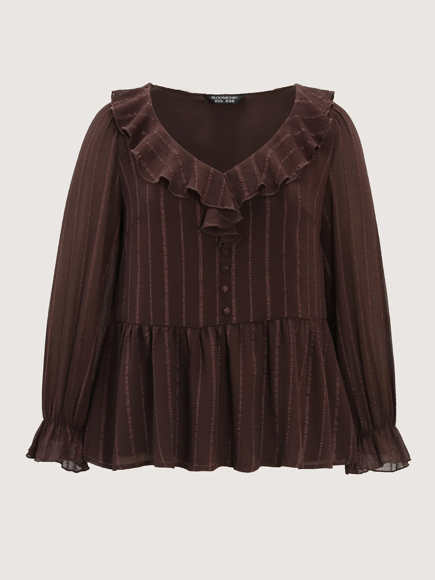 Textured Chiffon Ruffled Neckline Blouse - Image 7