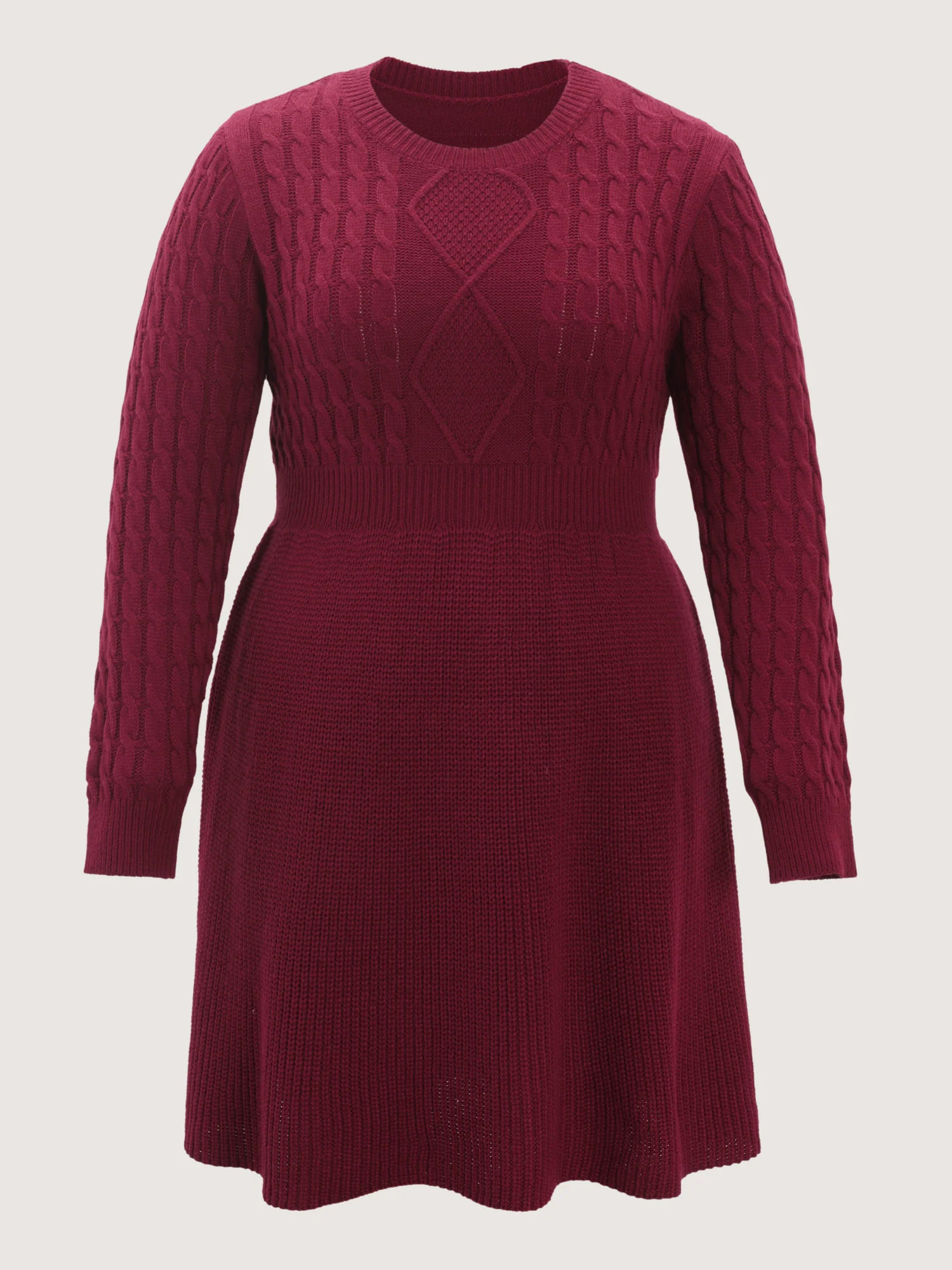 Textured Cinched-Waist A-Line Sweater Dress - Image 7