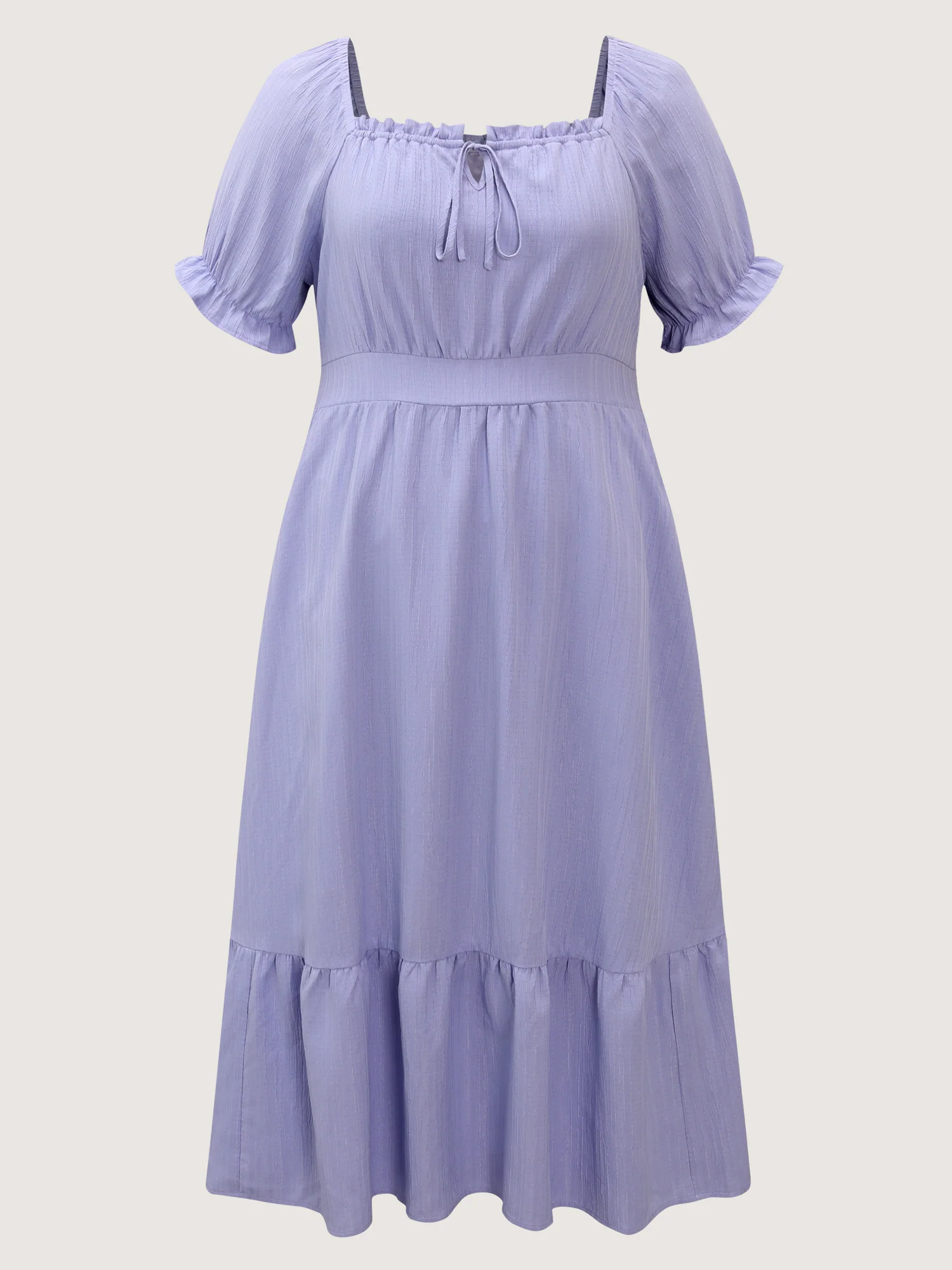 Textured Cinched-Waist Drawstring Flowy Maxi Dress - Image 7
