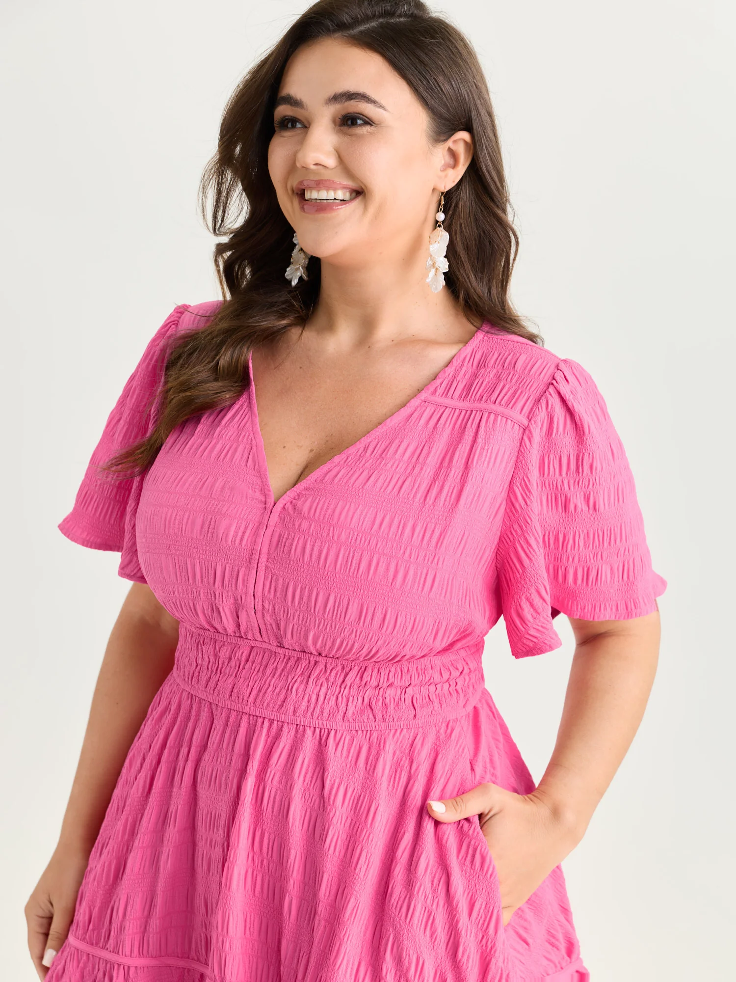 Textured Cinched-Waist Maxi Dress - Image 2