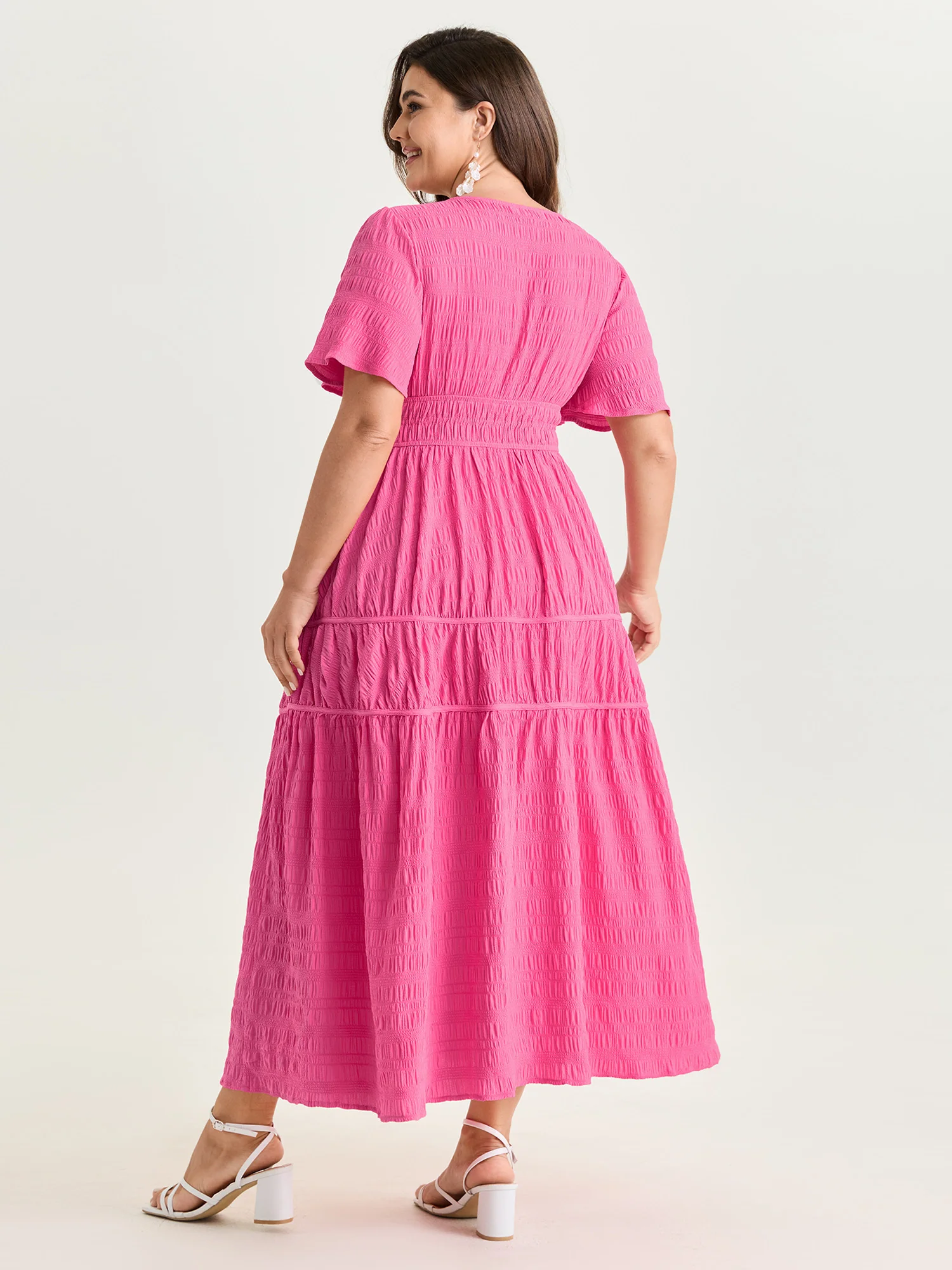 Textured Cinched-Waist Maxi Dress - Image 4