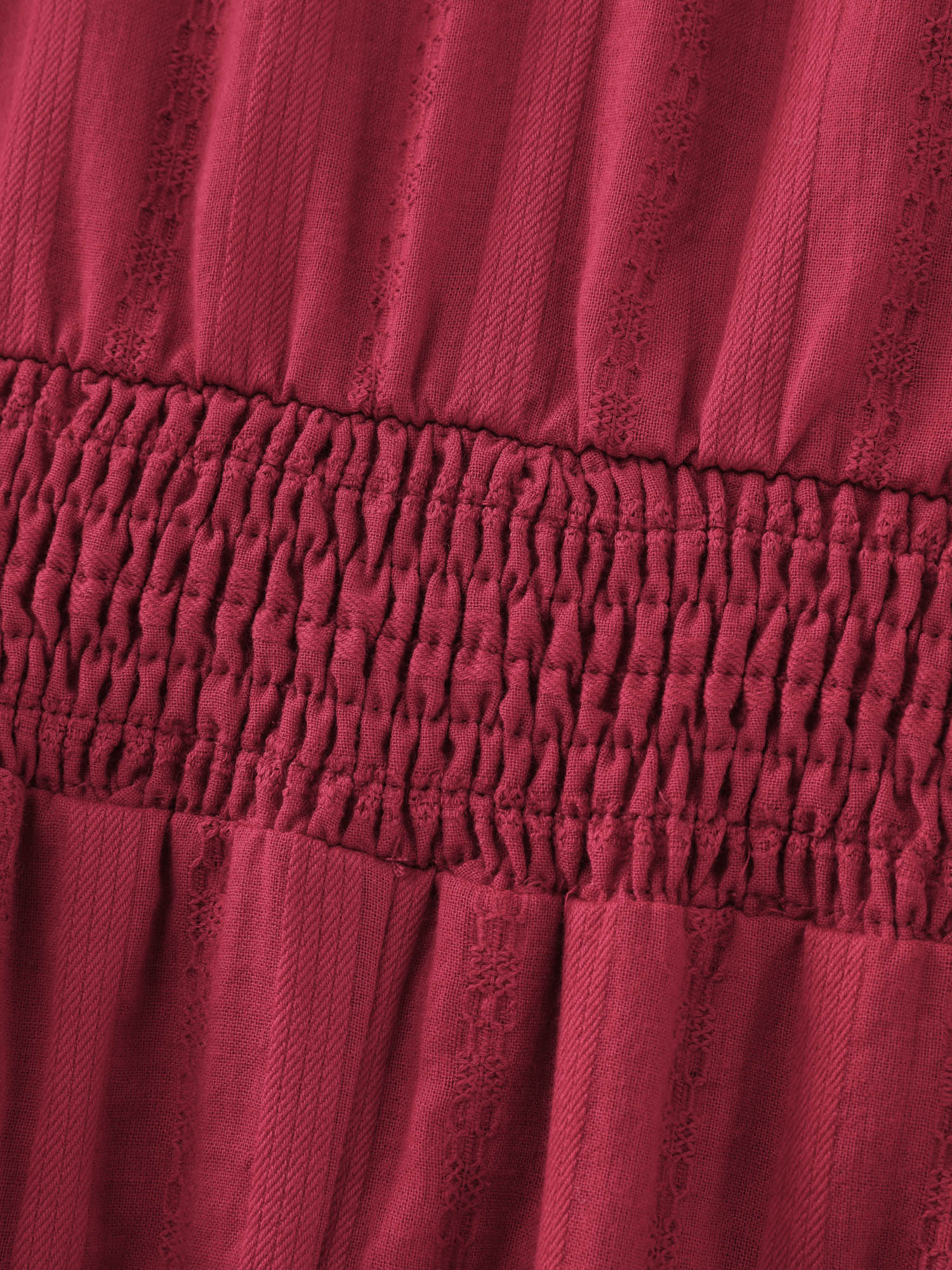 Cotton Textured Cinched-Waist Tiered Midi Dress - Image 5