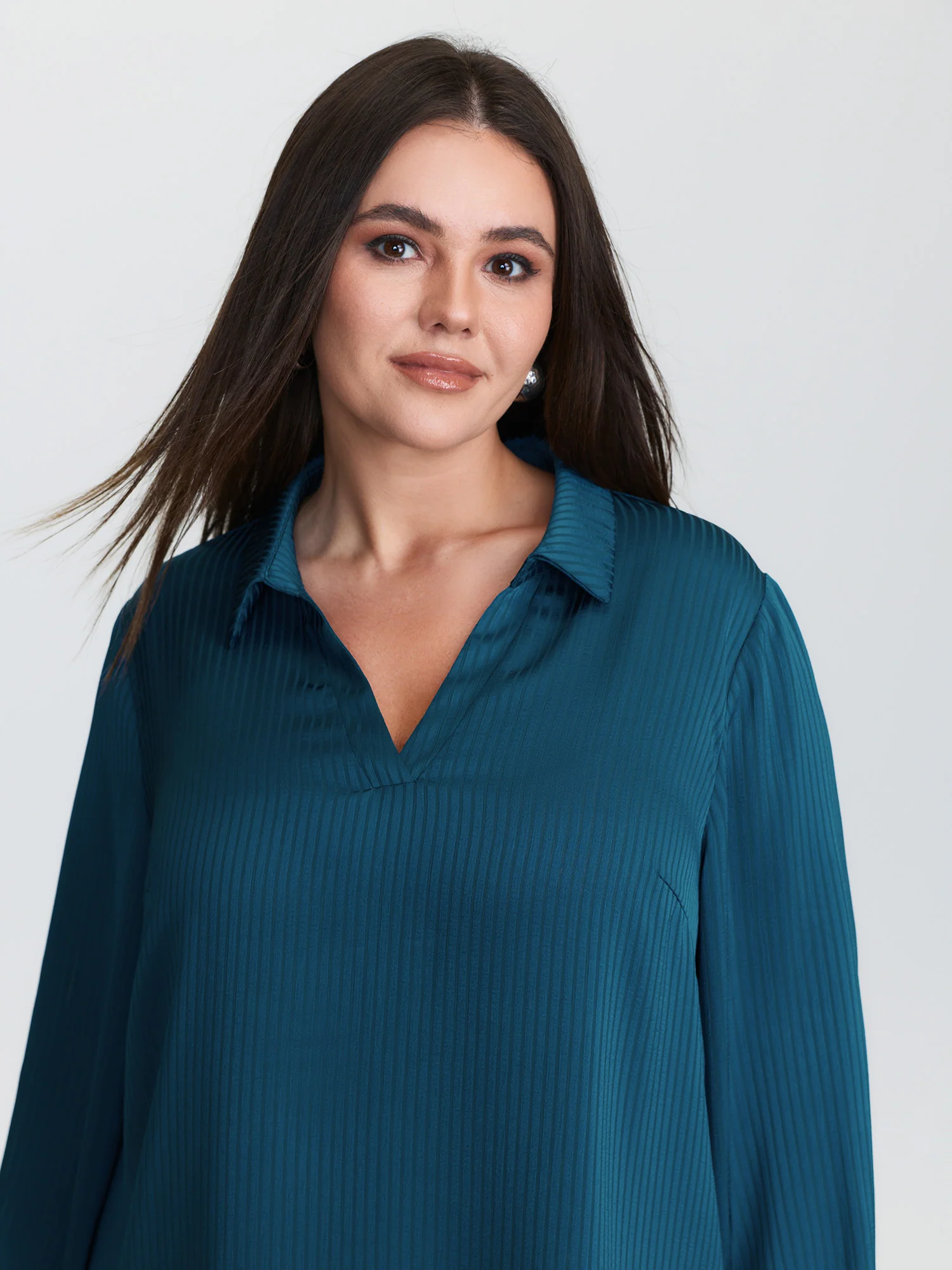 Textured Collar Pleated Blouse - Image 2