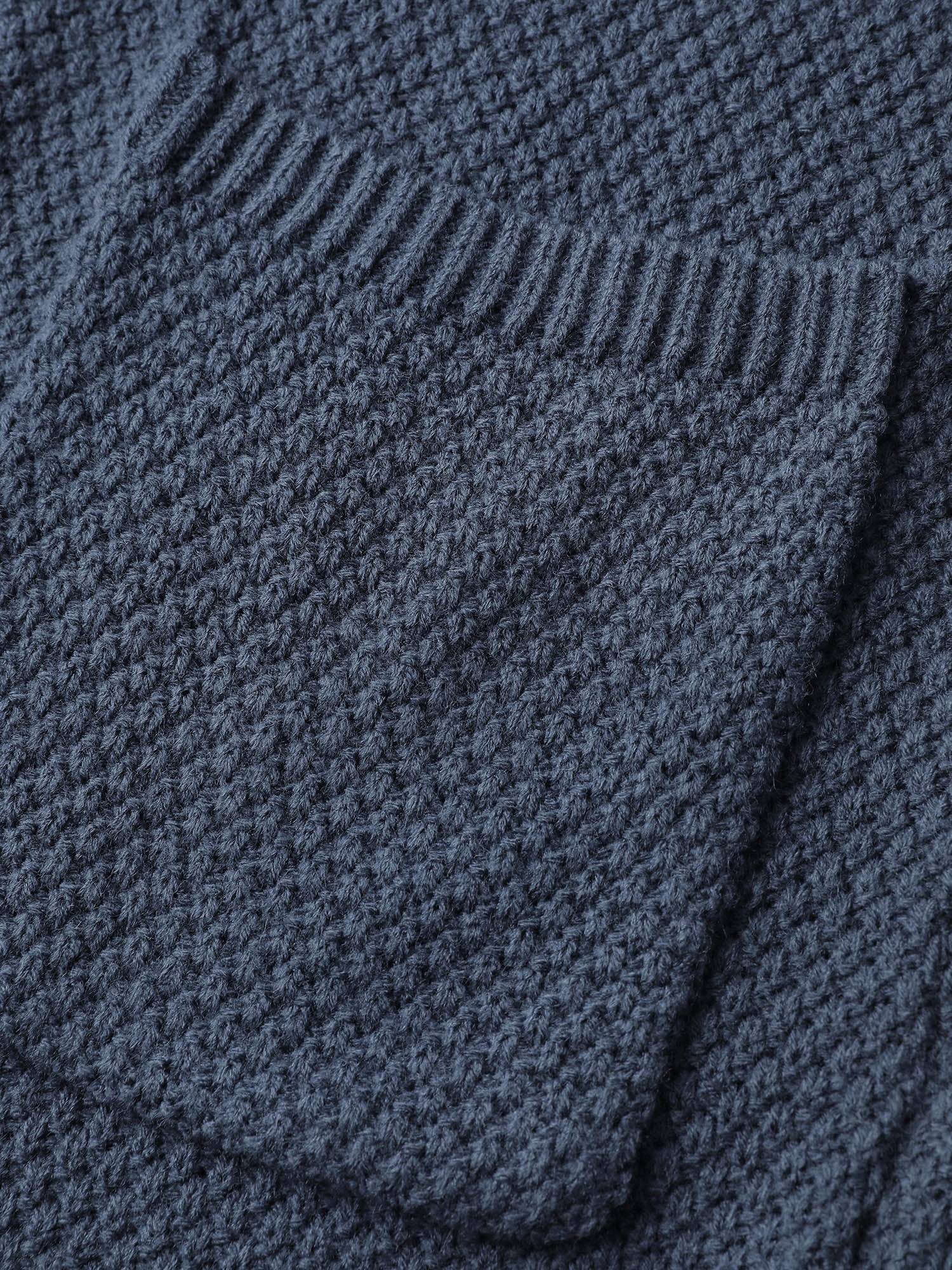 Textured Color Contrast Hooded Pocket Knit Cardigan - Image 7