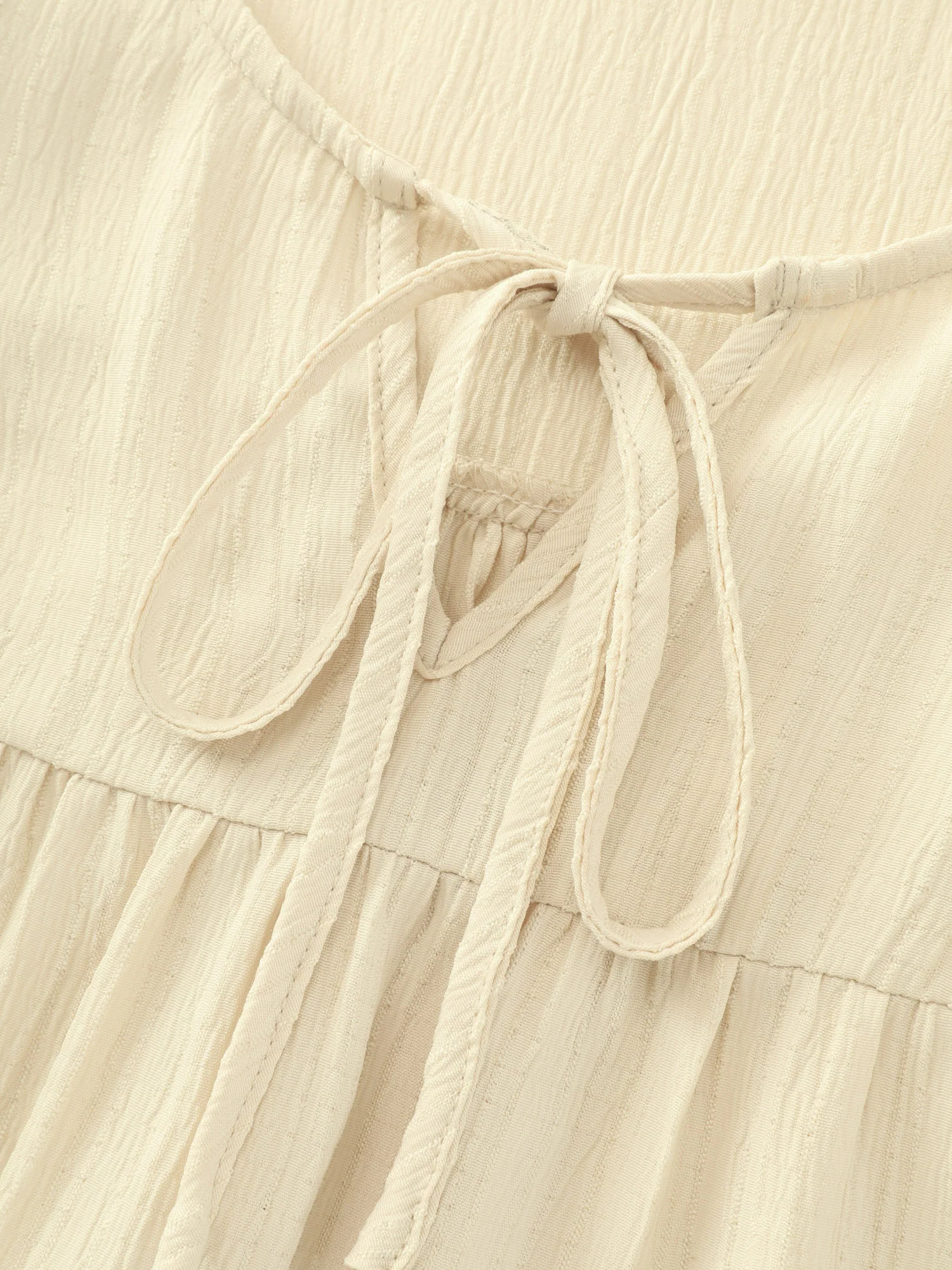 Textured Color Contrast Layered Sleeve Blouse - Image 5