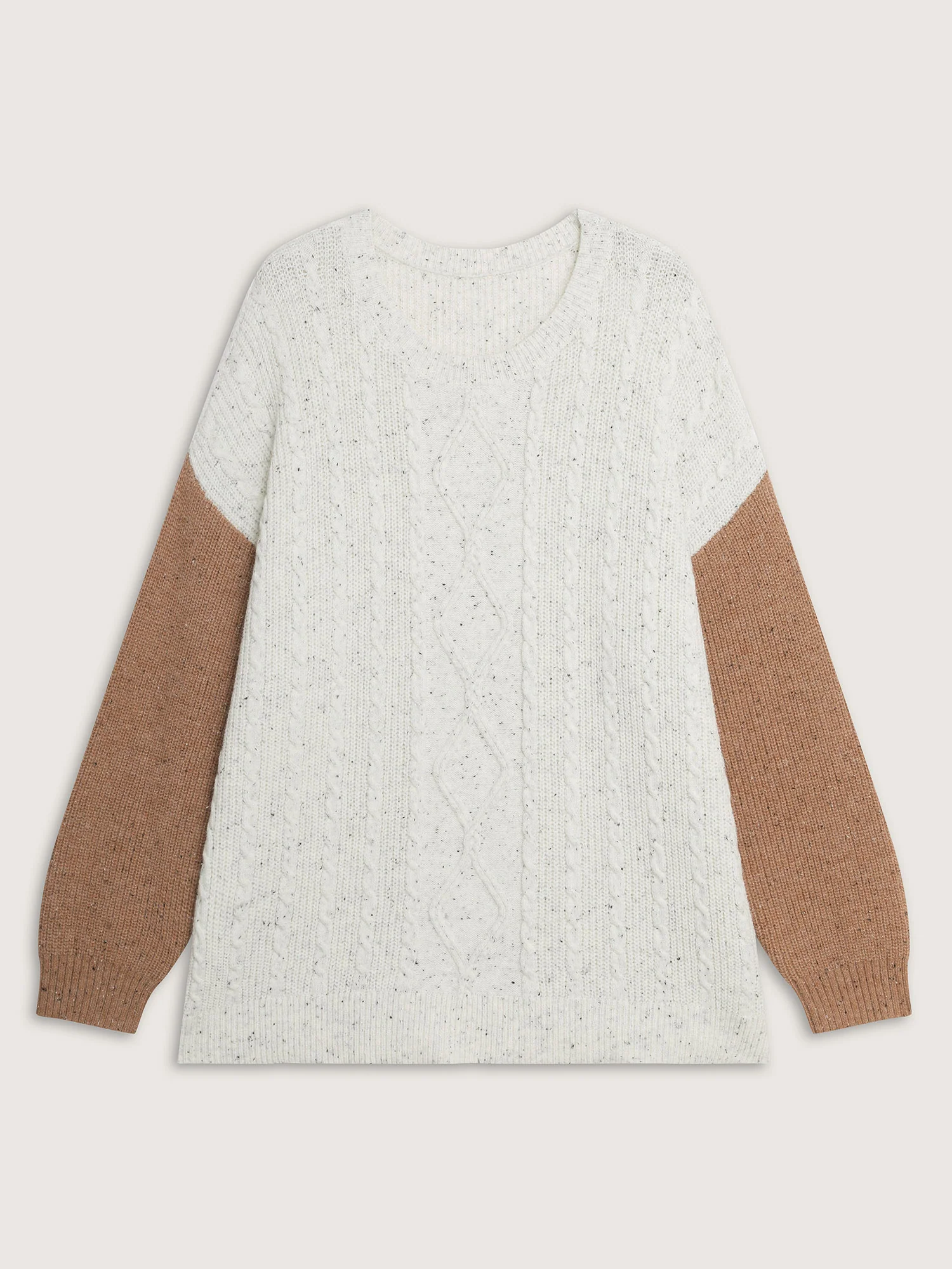 Textured Color Contrast Sleeve Pullover - Image 7