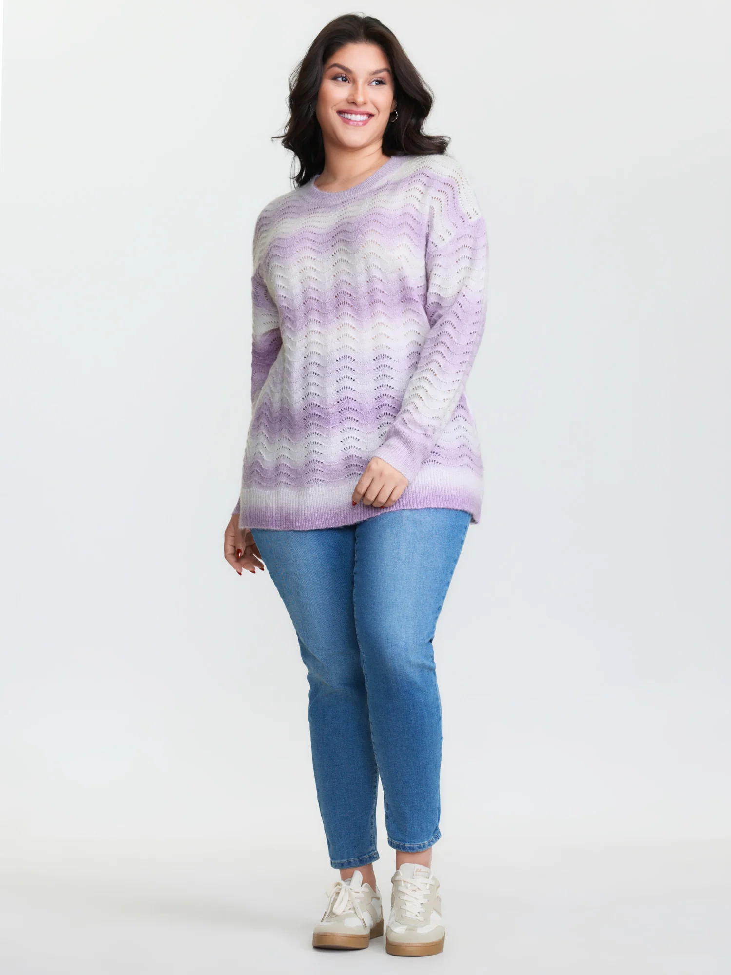 Textured Color Gradient Drop Shoulder Pullover - Image 2
