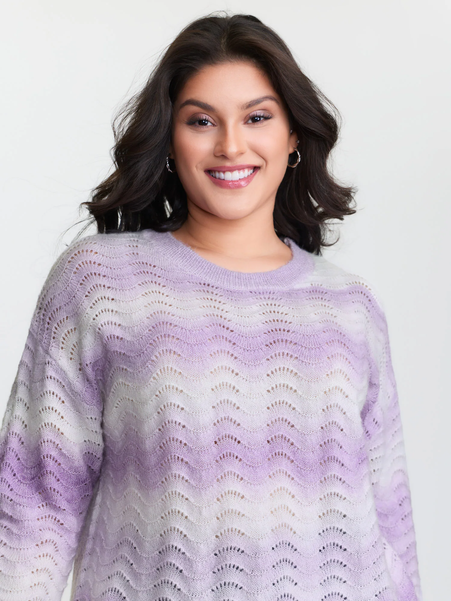 Textured Color Gradient Drop Shoulder Pullover - Image 3