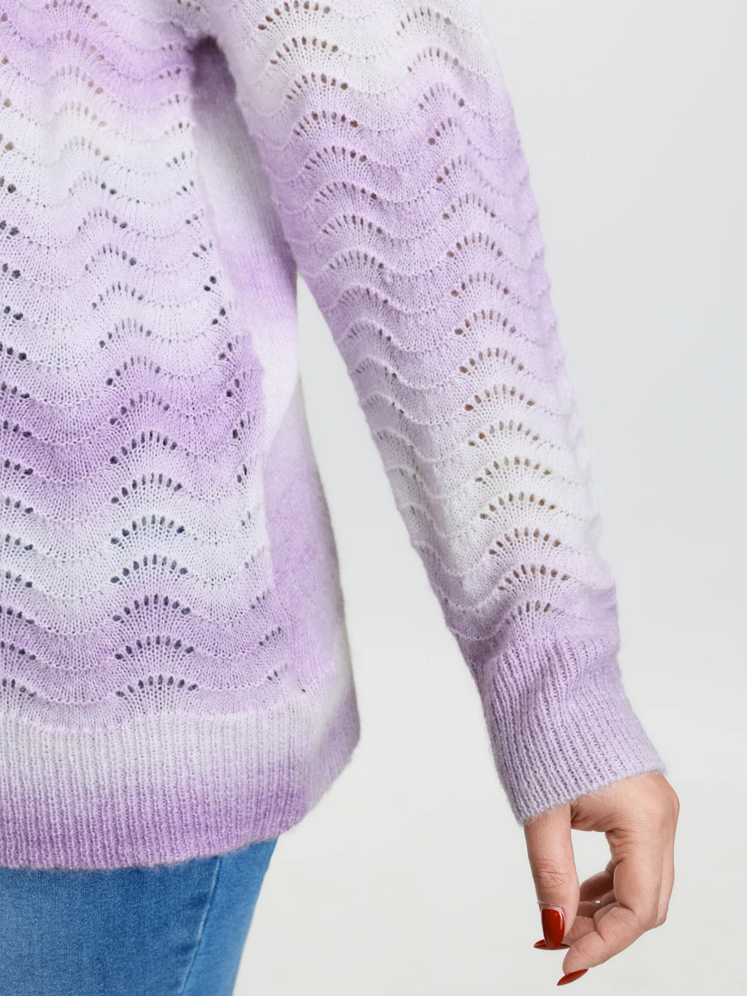 Textured Color Gradient Drop Shoulder Pullover - Image 4