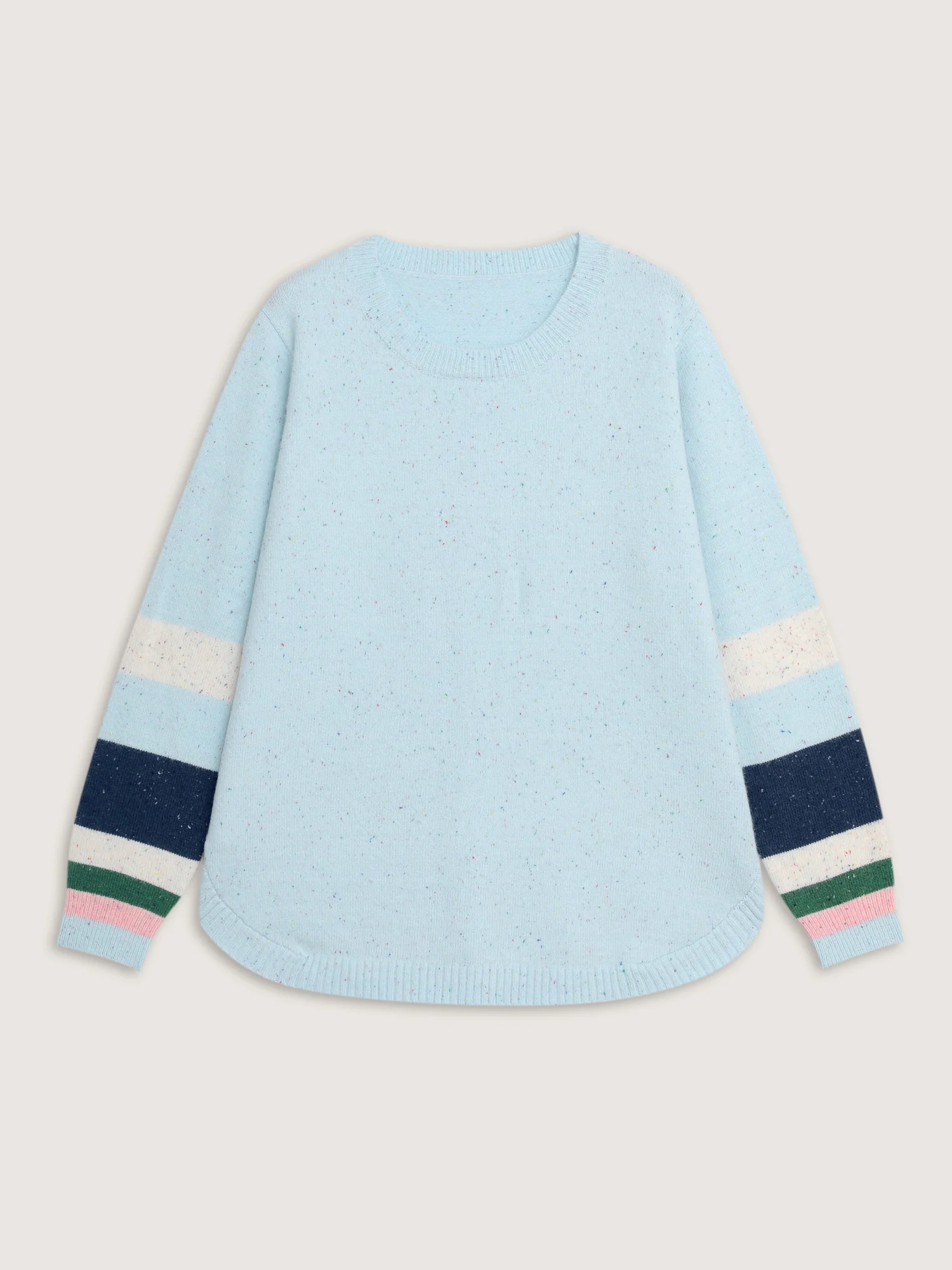 Textured Color Stripe Curvy Hem Pullover - Image 7