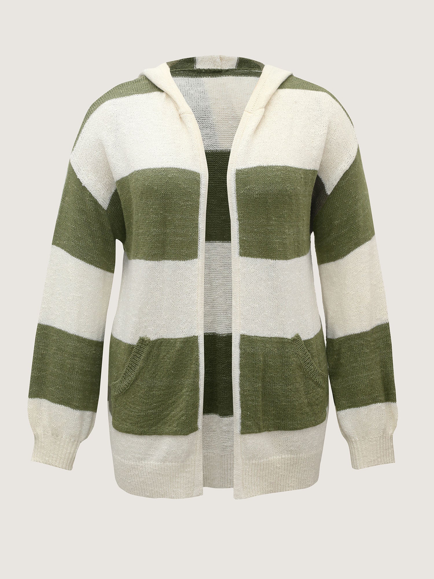 Textured Color Stripes Hooded Knit Cardigan - Image 5