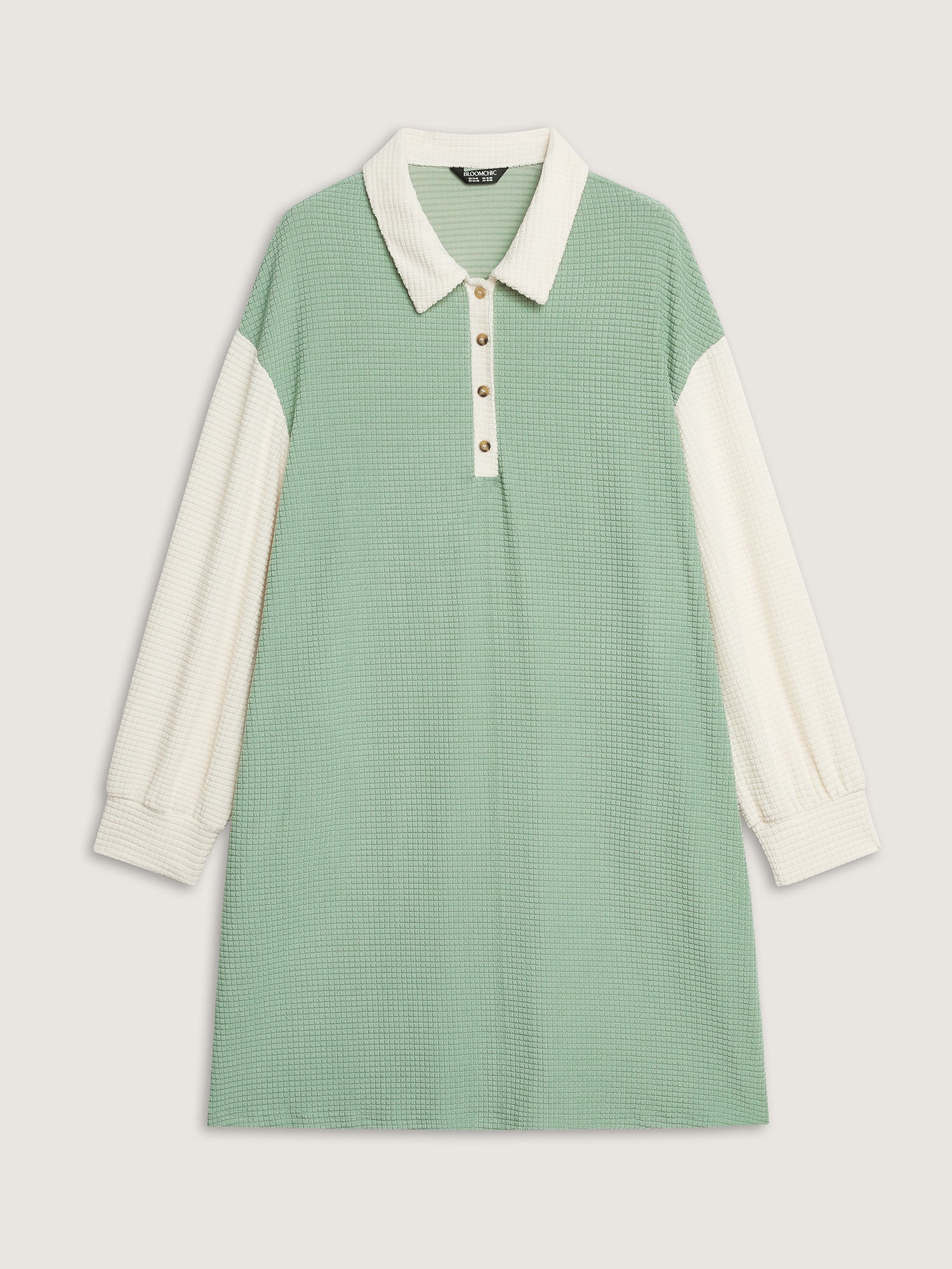 Textured Colorblock Collar Midi Dress - Image 5