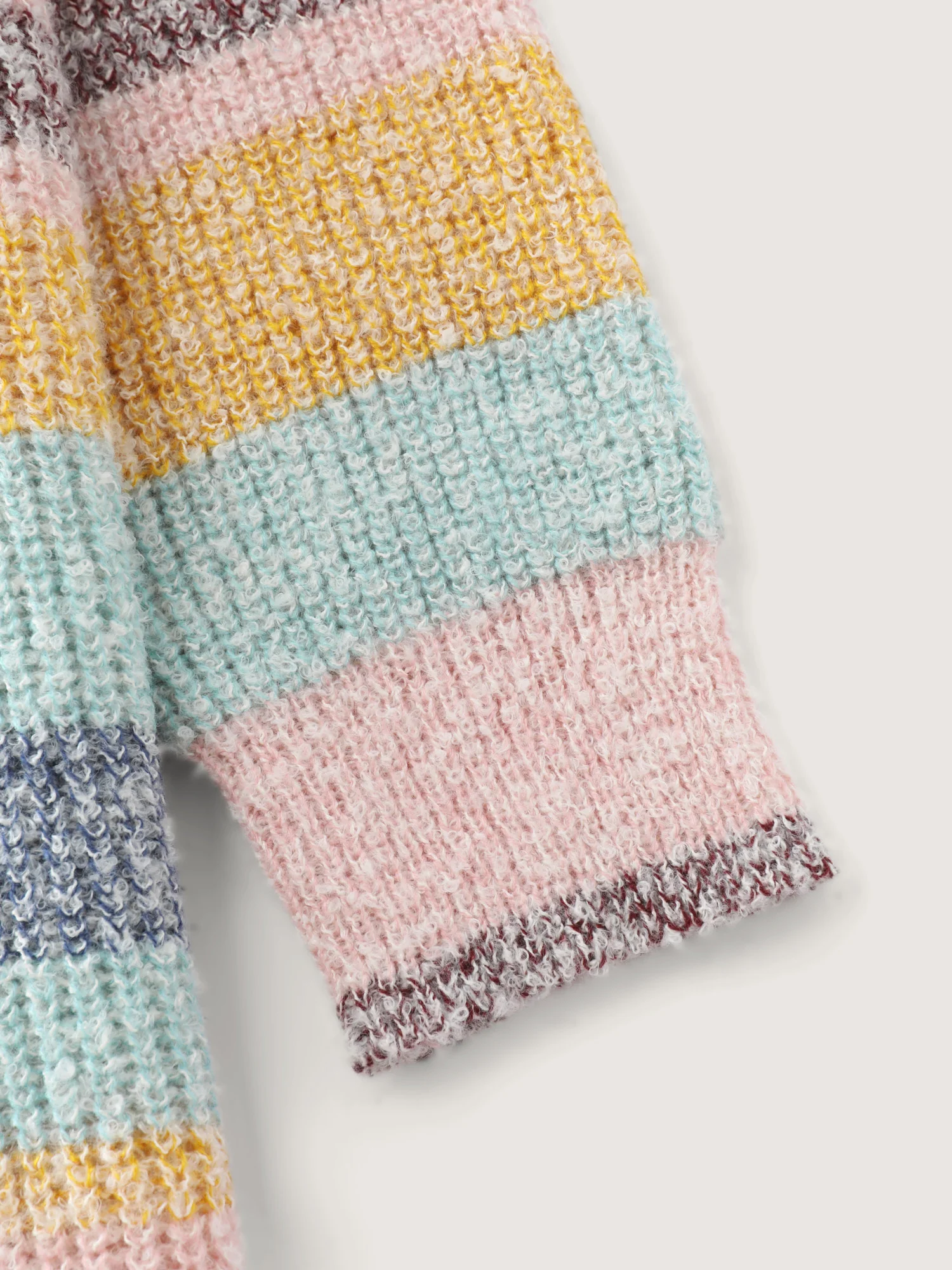 Textured Colorful Stripe Drop Shoulder Pullover - Image 6